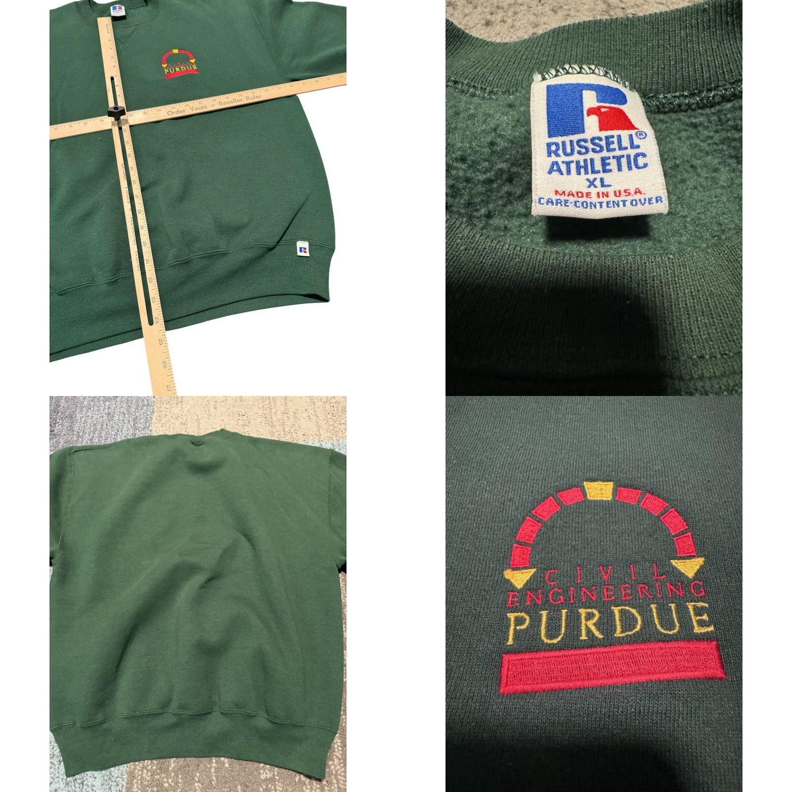 Russell Athletic VINTAGE Russell Purdue University Civil Engineering Green Sweatshirt XL USA Size US M / EU 48-50 / 2 - 9 Thumbnail