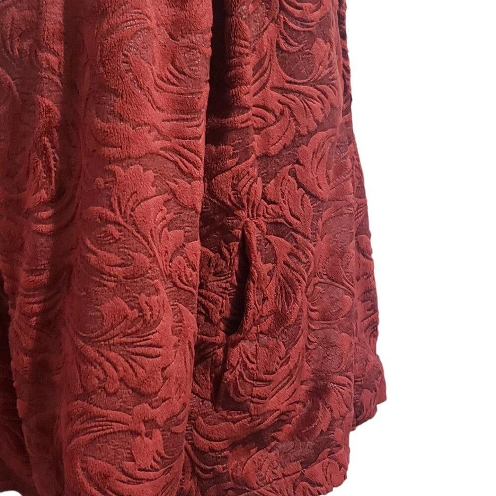 Designer CT1932 Ethyl Red Faux Fur Floral Zip Front Hoodie M Size M / US 6-8 / IT 42-44 - 5 Thumbnail