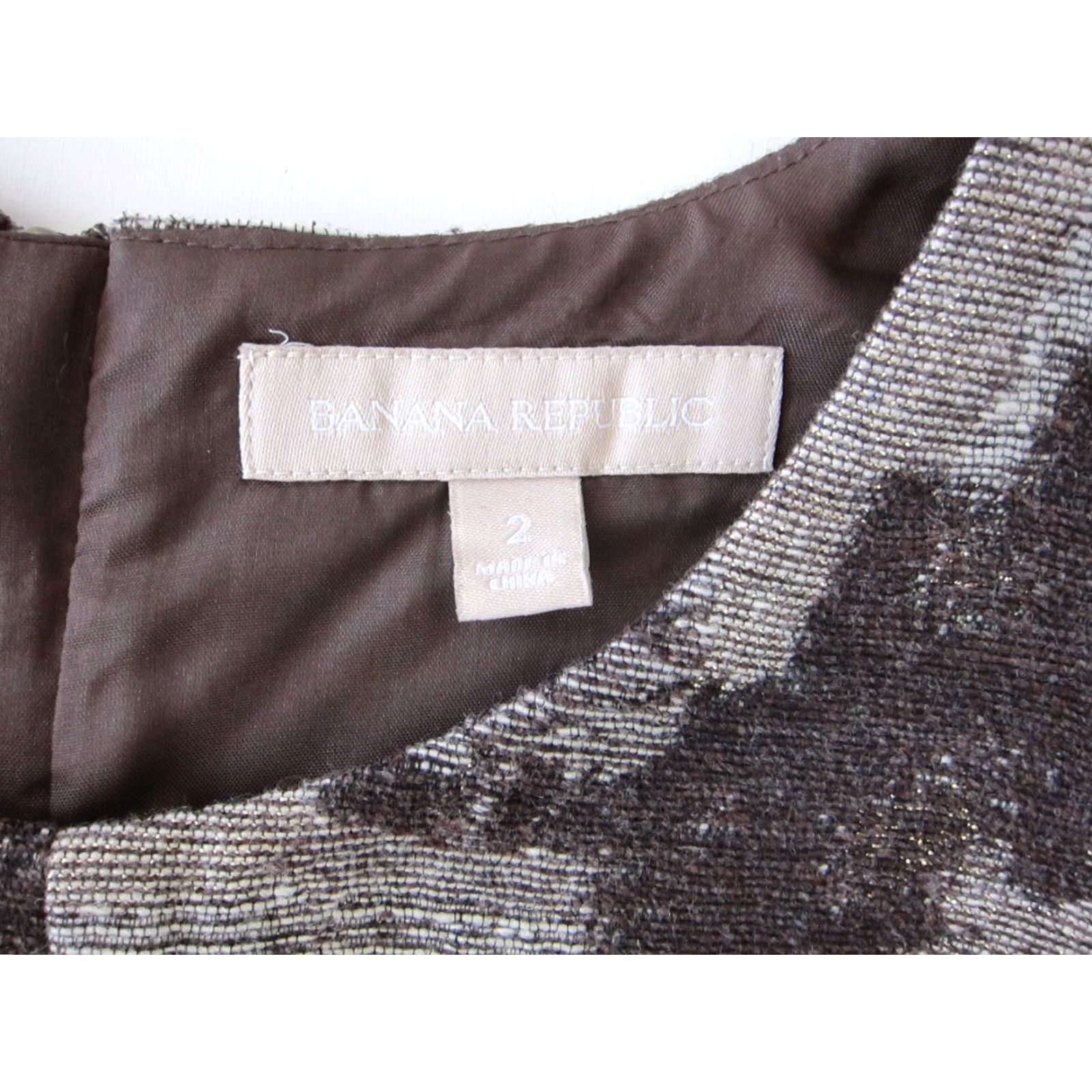 Banana Republic Banana Republic Brown Grey Metallic Gold Camo Sleeveless Empire Sheath Dress 2 Size XS / US 0-2 / IT 36-38 - 4 Thumbnail