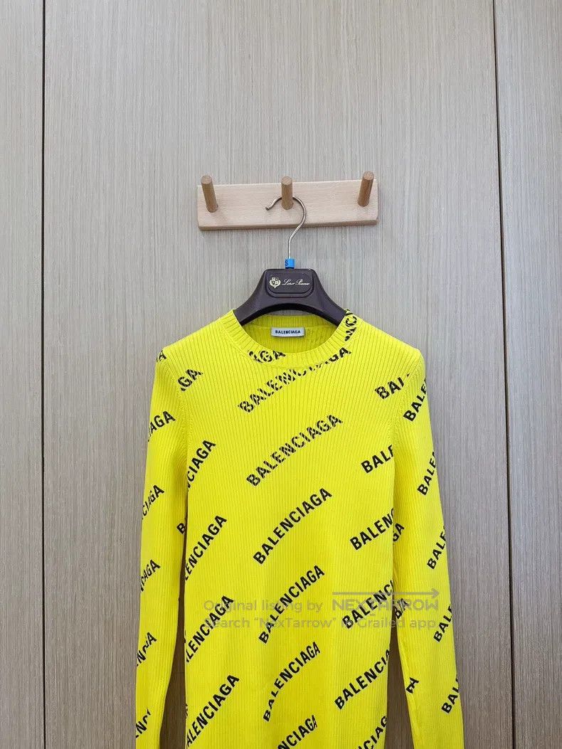 Balenciaga Balenciaga Full Print Letter Logo Slim Fit Round Neck Knit Size US M / EU 48-50 / 2 - 2 Thumbnail