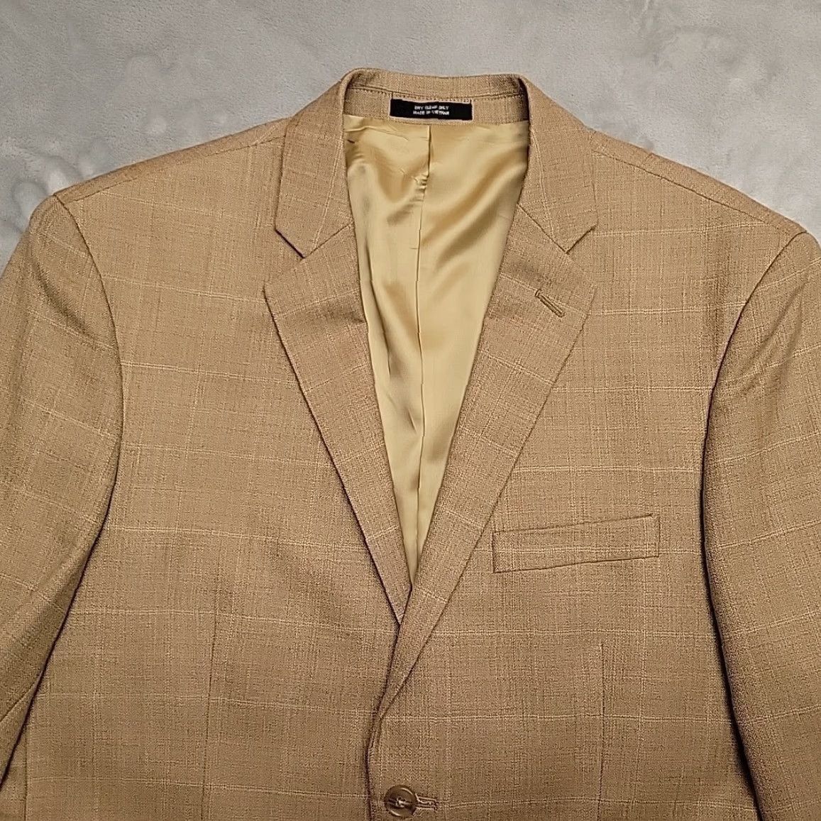 Vintage VTG Warren Sewell Blazer Mens 42L Beige Brown 100% Wool Plaid Regent Suit Coat Jacket Two-Button Notch Lapel Single-Vented Dry Clean Only Mens Size 42R - 7 Thumbnail
