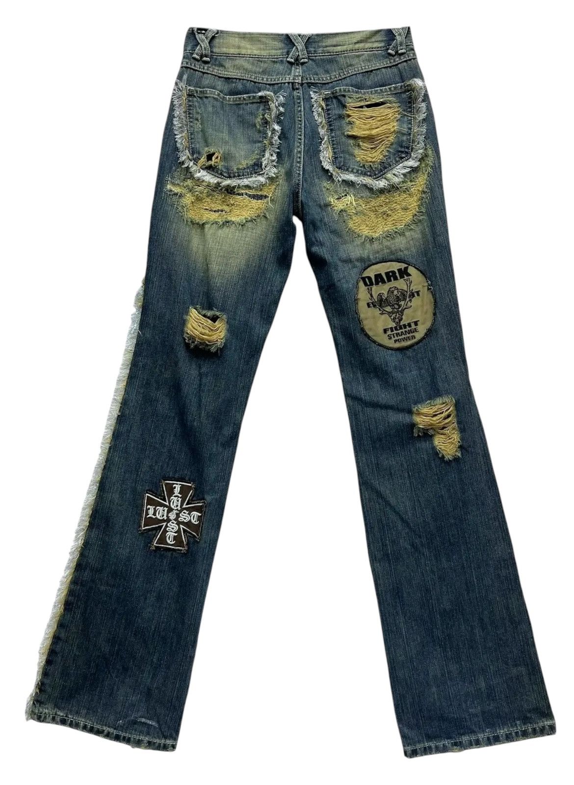 Other ❤️LUSC Frayed Ripped Patches Flare Mud Wash Denim Size 28" / US 6 / IT 42 - 2 Thumbnail
