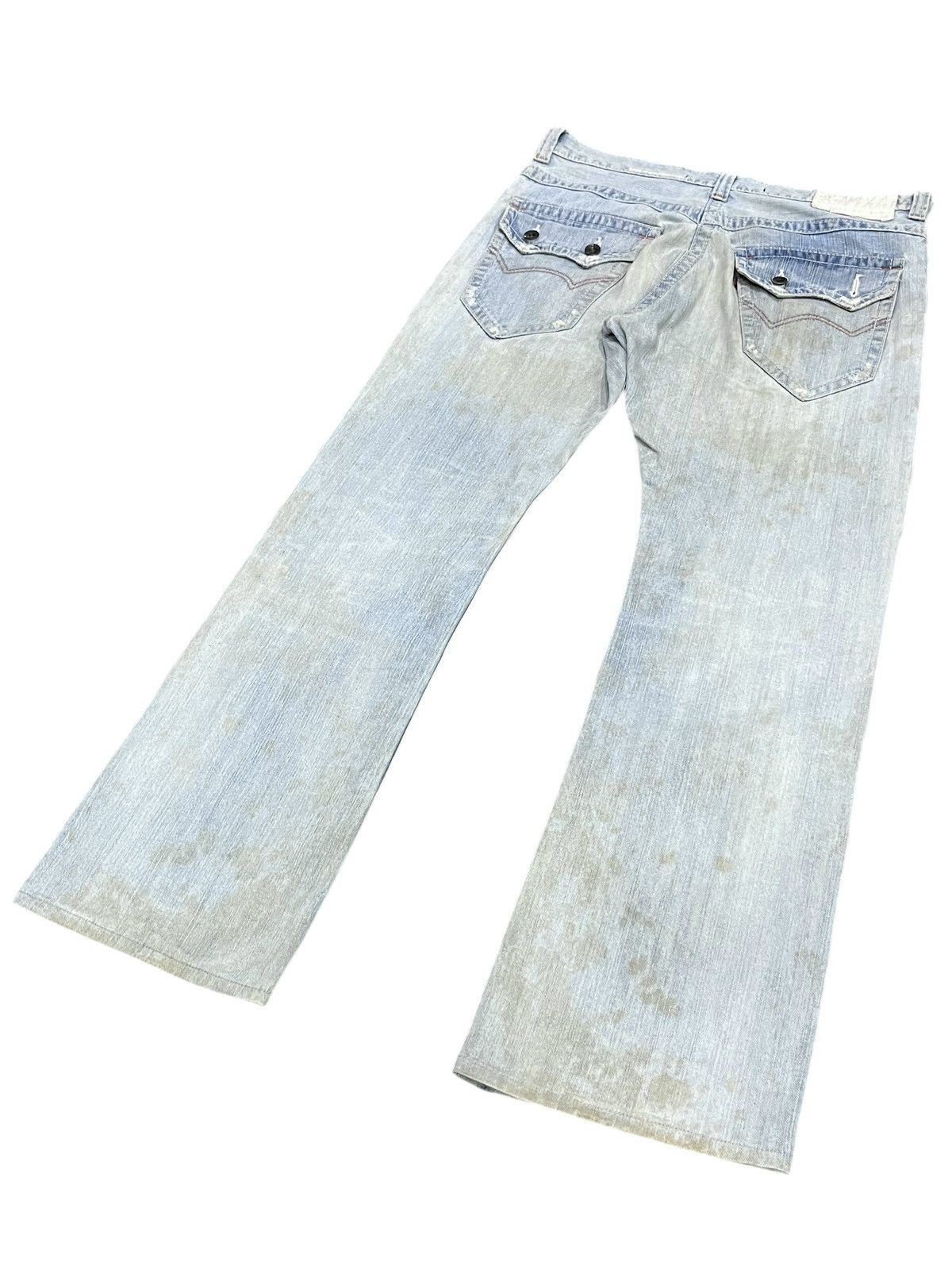 Edwin FYE🔥EDWIN 401XV Grunge Dirty Mudwash Off-Blue Flare Denim Size US 34 / EU 50 - 6 Thumbnail