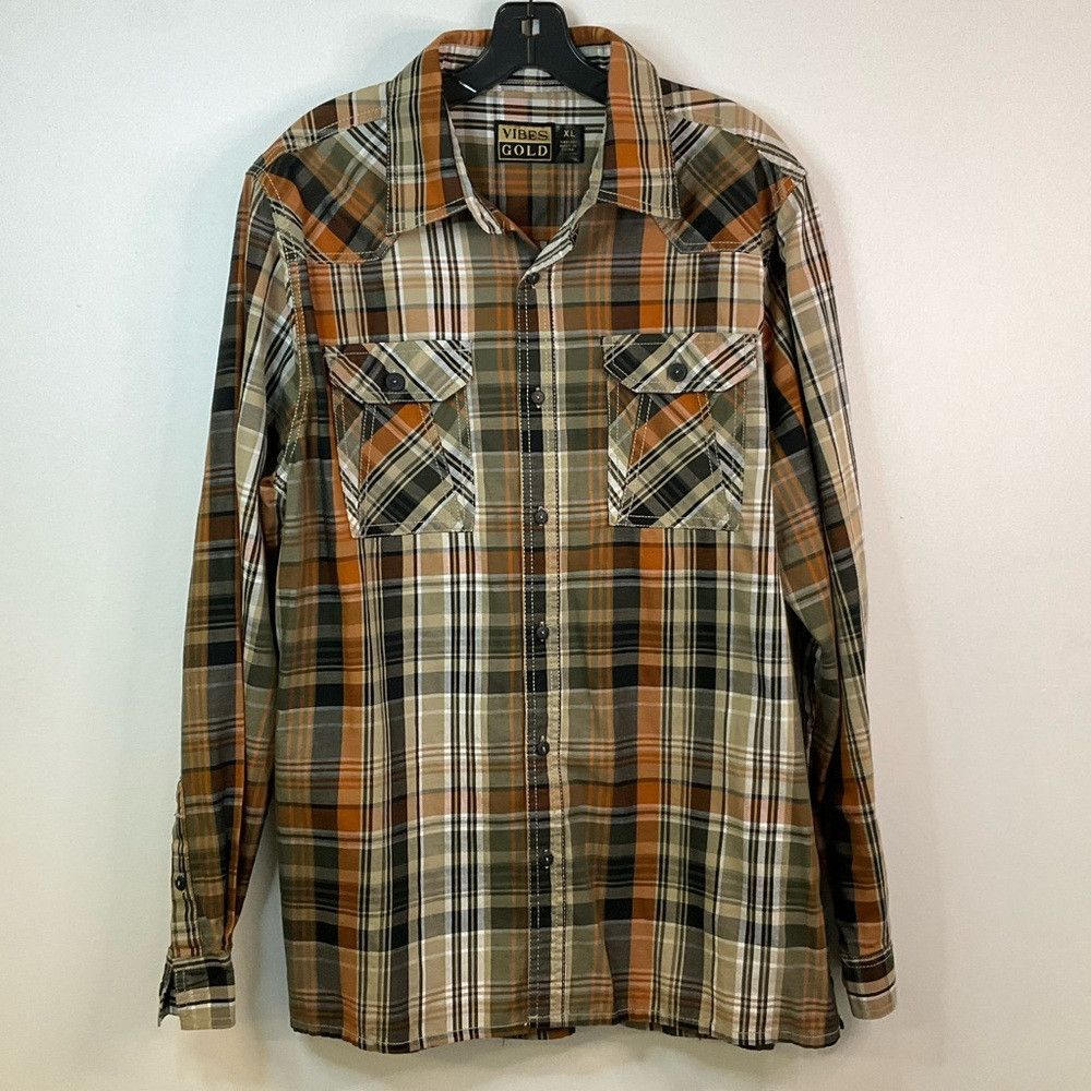 VIBE × Western Rise VIBES GOLD Western Yoke Brown Plaid Shirt Size US XL / EU 56 / 4 - 2 Thumbnail