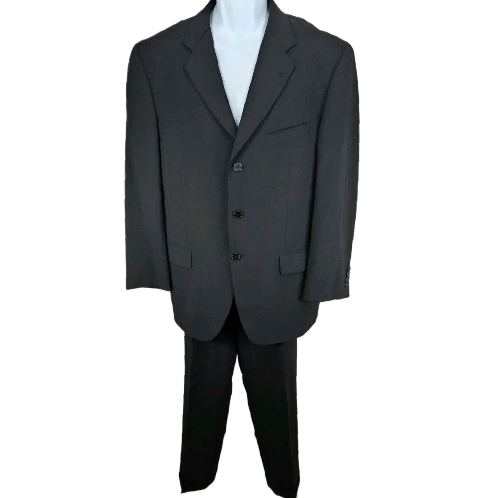 Joseph Abboud VINTAGE Joseph Abboud Black Wool Blend Full Suit 2 Piece 3 Button US 40R 32x31 Mens Professional Formal Size 40R - 1 Thumbnail