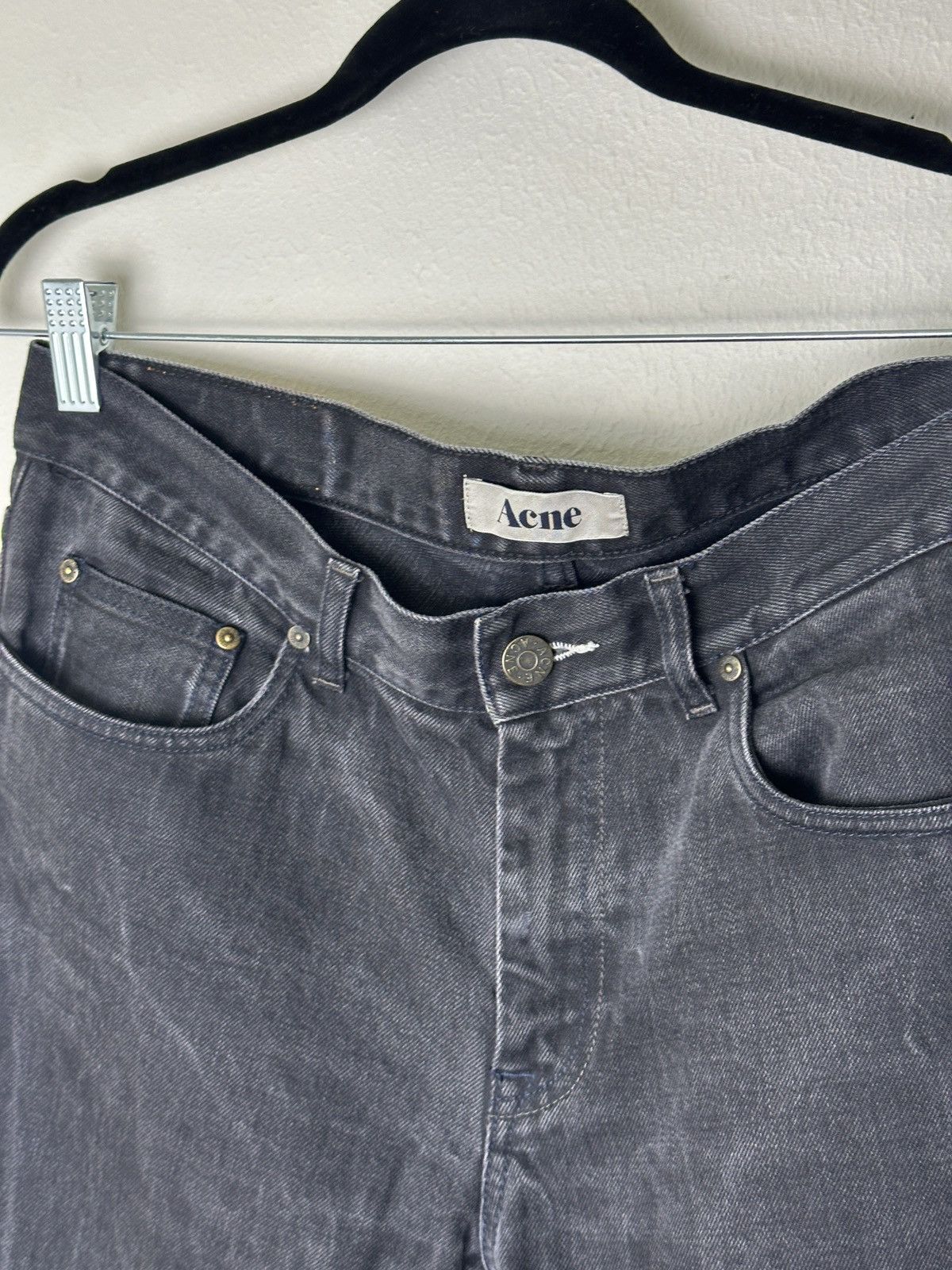 Acne Studios Black/Grey Washed Mic Raven Straight Jeans Size US 32 / EU 48 - 2 Thumbnail
