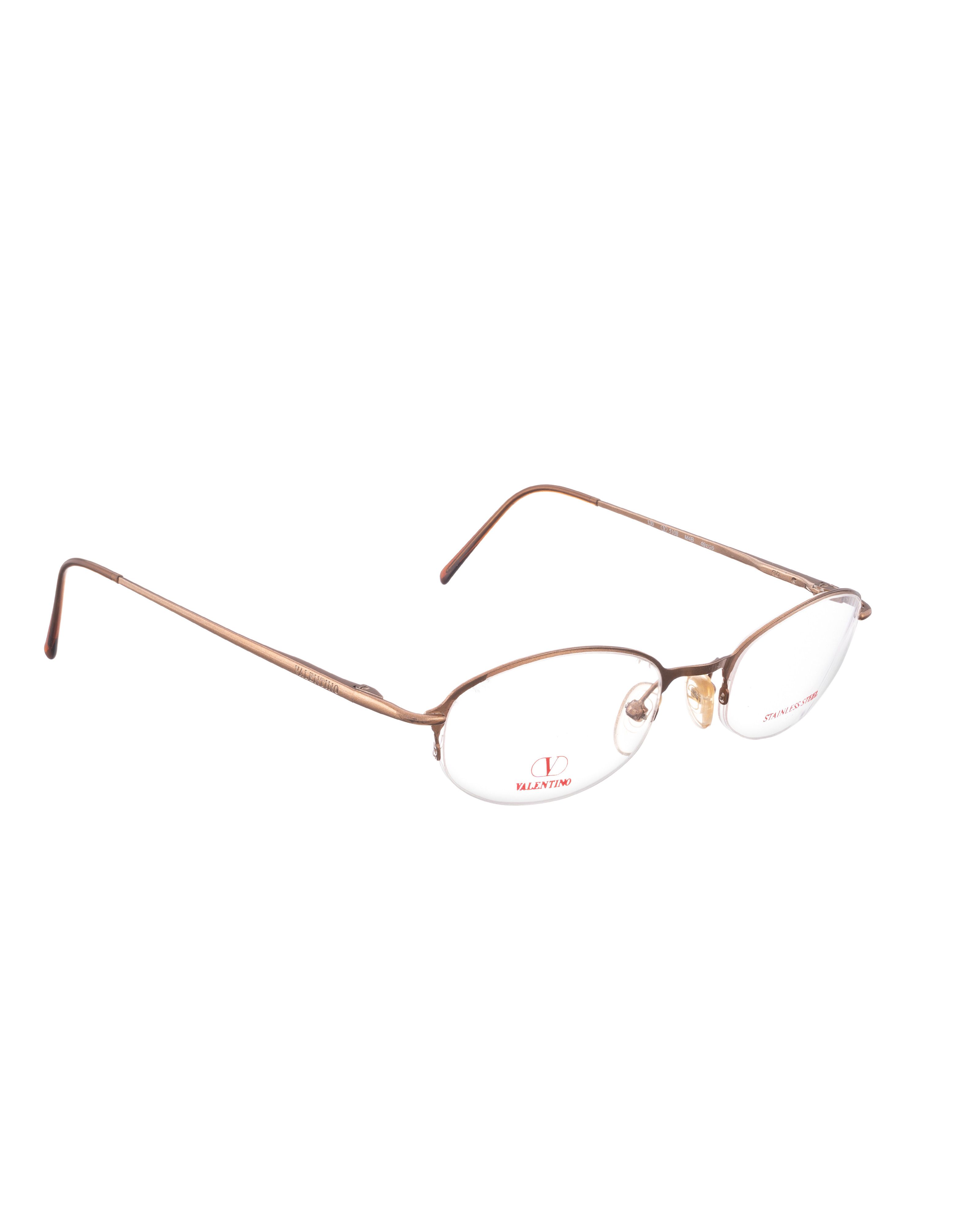 Valentino Valentino '90s Gold Round Half-Rim Glasses Size ONE SIZE - 2 Thumbnail