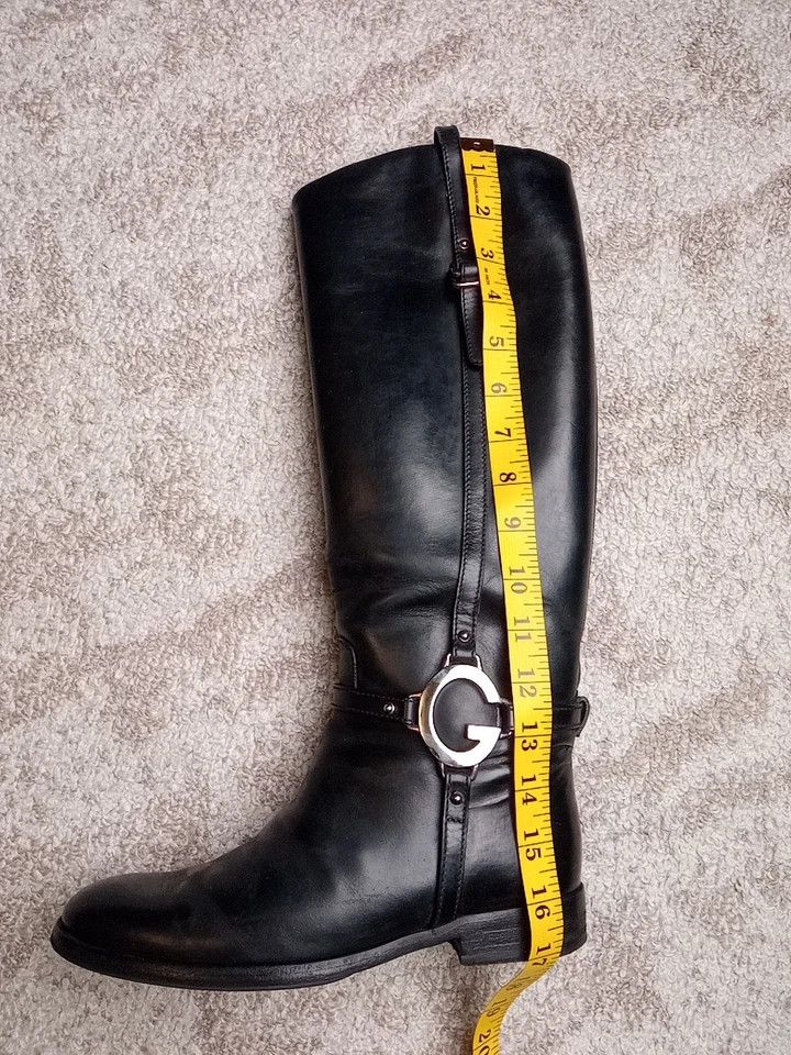 Gucci Black Leather Riding Boots with G Strap Size US 7 / IT 37 - 22 Thumbnail