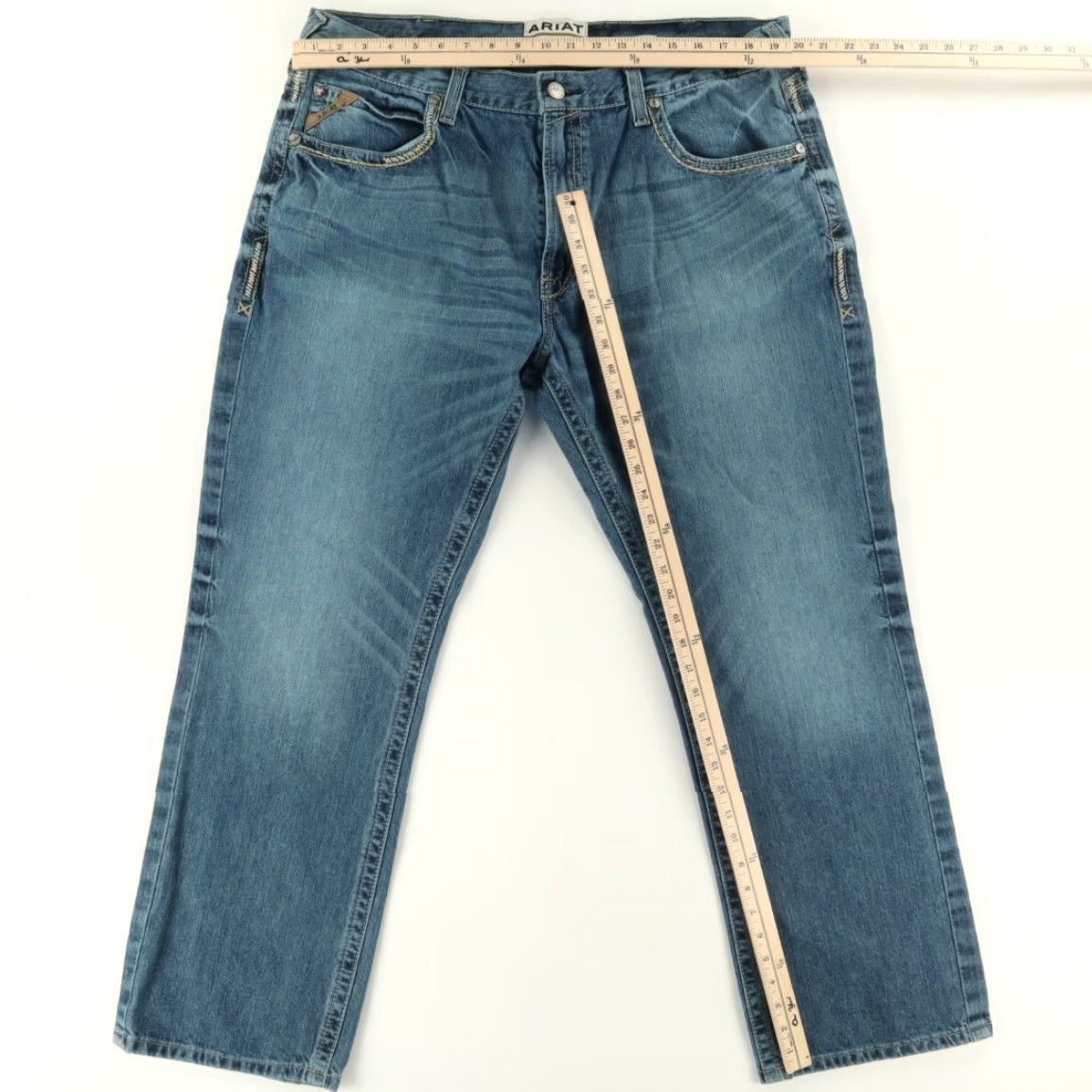 Ariat Ariat M5 Straight Fit Cotton Denim Jeans Pants Blue Men's 40 Size US 40 / EU 56 - 3 Thumbnail