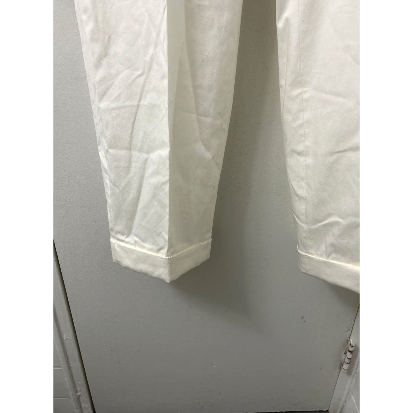 Tommy Hilfiger Tommy Hilfiger Dress Pants Mens 40x27 White Cotton Stretch NWT Cuffed Logo Zipper Flat Front Straight Leg"} Size US 40 / EU 56 - 7 Thumbnail