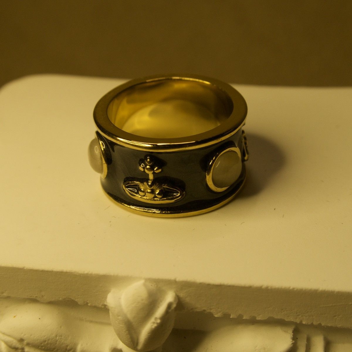 Other cream+ Titanium Steel Wide Band Saturn Ring (Unisex) Size ONE SIZE - 3 Thumbnail