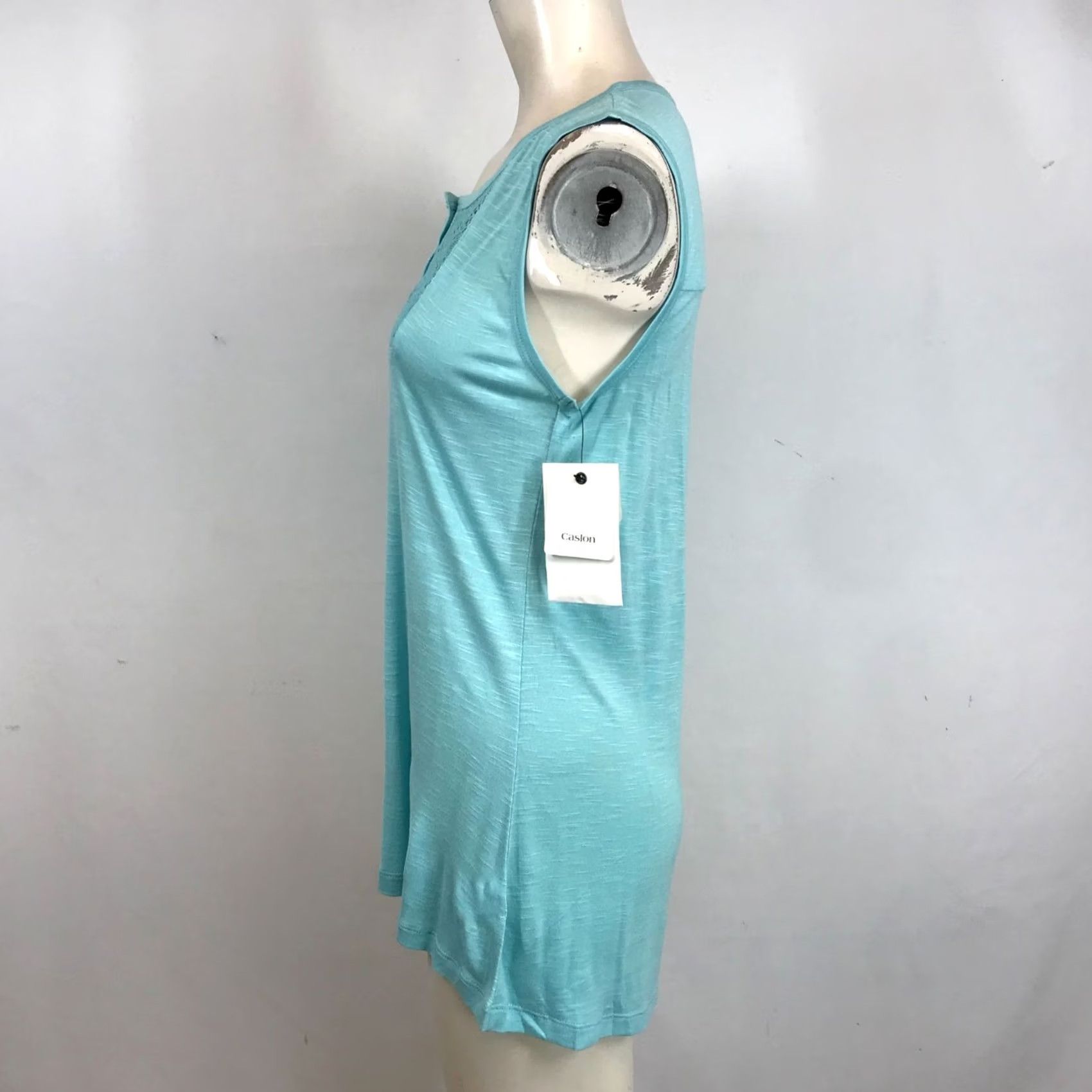 Altea CASLON WOMEN'S BLOUSE M TEAL SLEEVELESS ROUND NECK VISCOSE TANK Blue 90s? Size M / US 6-8 / IT 42-44 - 6 Thumbnail