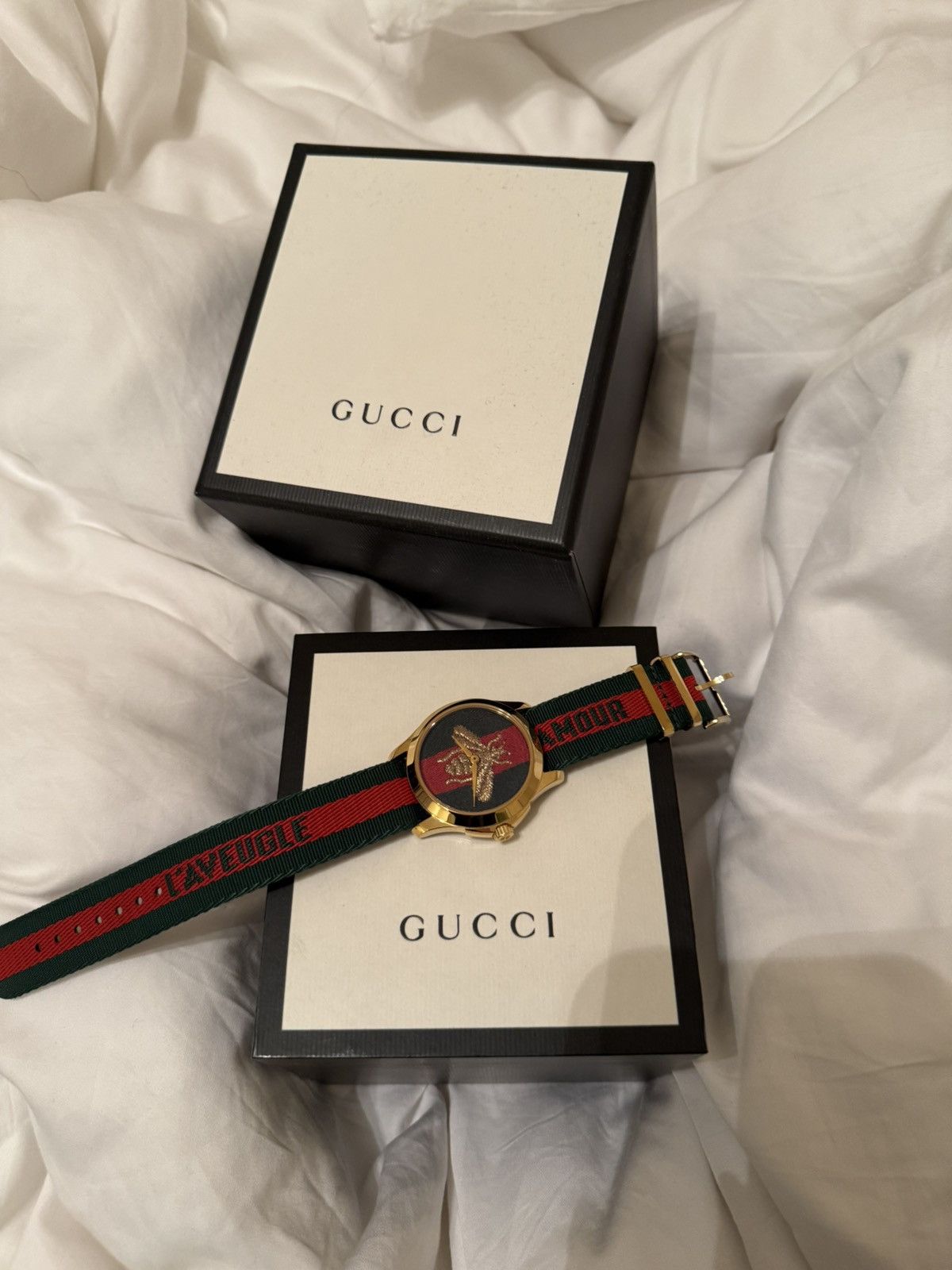 Gucci Gucci G-Timeless Red & Green Gold Bee Watch Size ONE SIZE - 5 Thumbnail