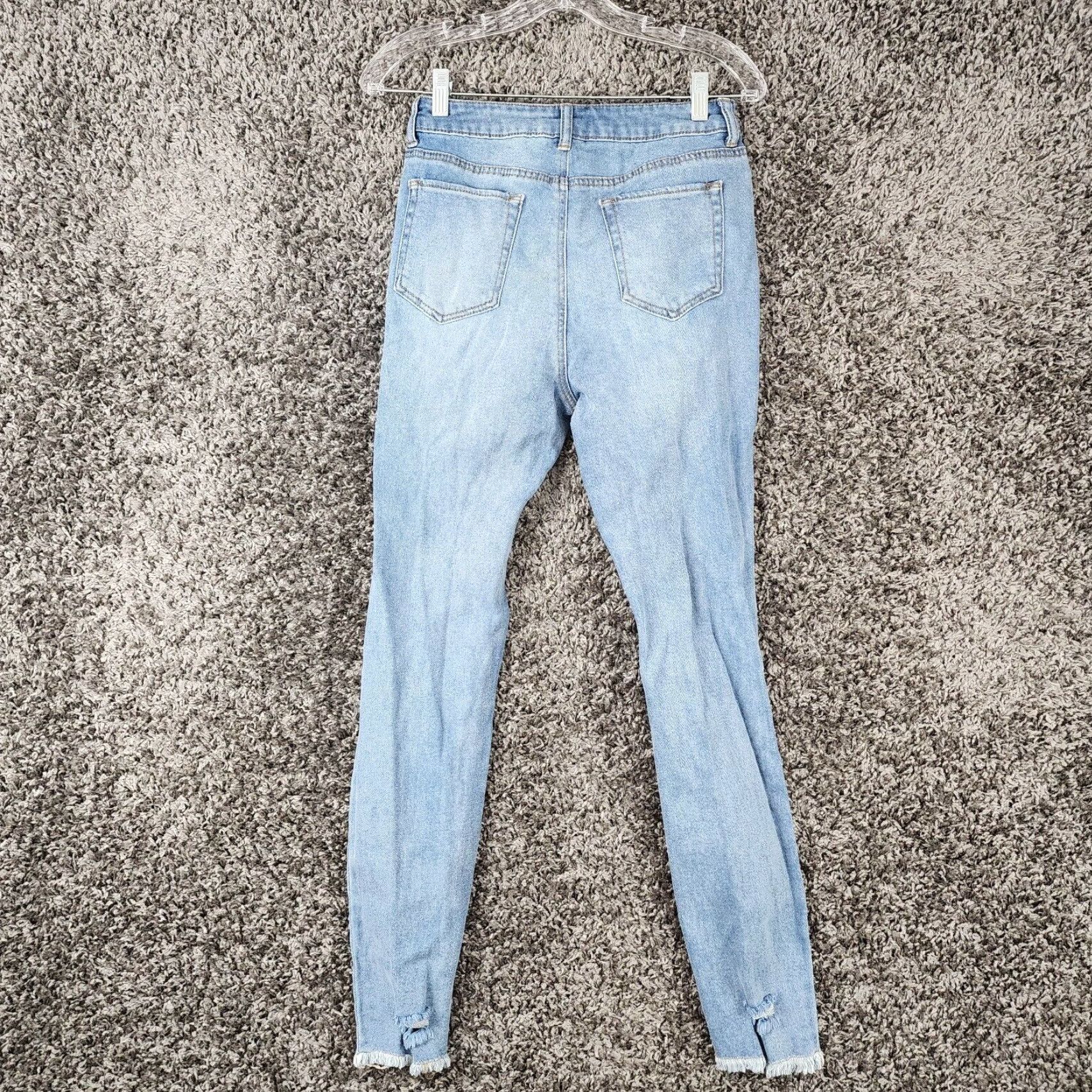 Vintage Tinseltown Jeans Womens Light Wash Distressed Blue Size 9 Skinny Jeans 26W 28In Size 30" / US 8 / IT 44 - 6 Thumbnail