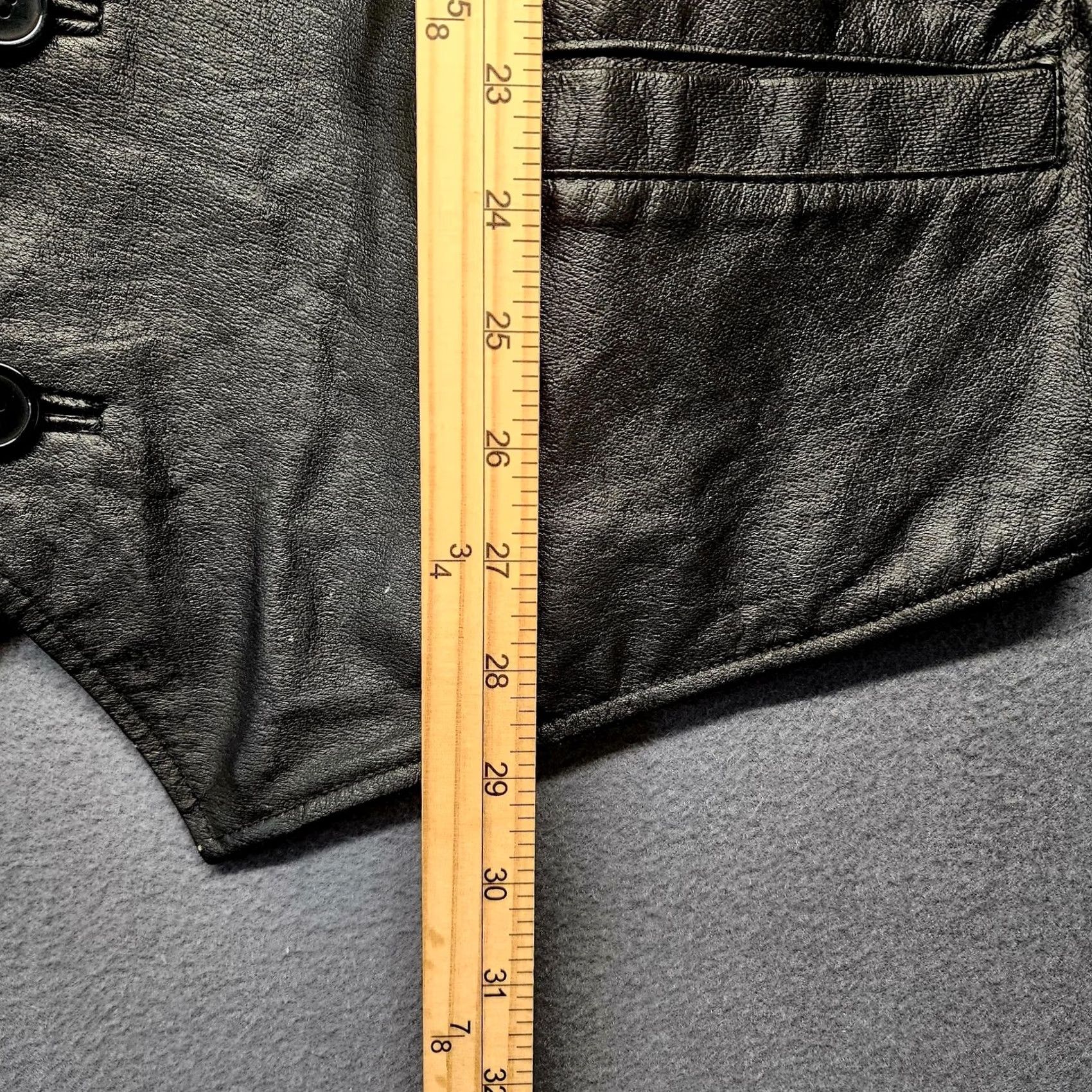 Vintage KS Leather Vest Mens 3XL Black Genuine Button Front Waistcoat Back Buckle Lined Size US XXL / EU 58 / 5 - 4 Thumbnail