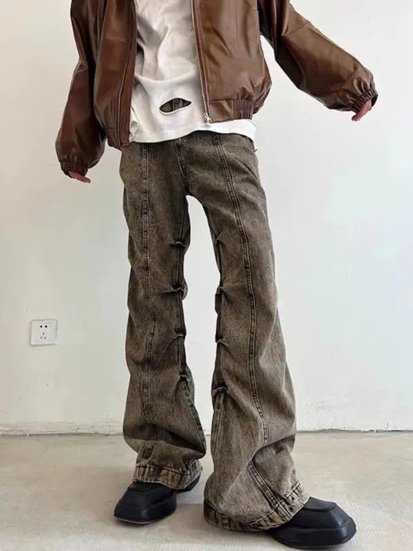 55DSL Vintage brown washed distressed micro-flared jeans Size US 34 / EU 50 - 4 Thumbnail