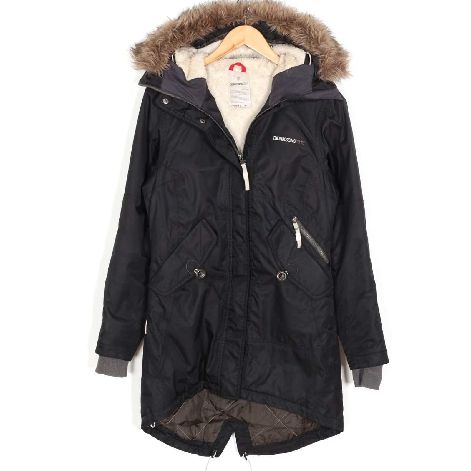 Vintage DIDRIKSONS LINDSEY PARKA Jacket Women Size 36 Fur Hooded Waterproof MJ6387 Size XS / US 0-2 / IT 36-38 - 2 Thumbnail