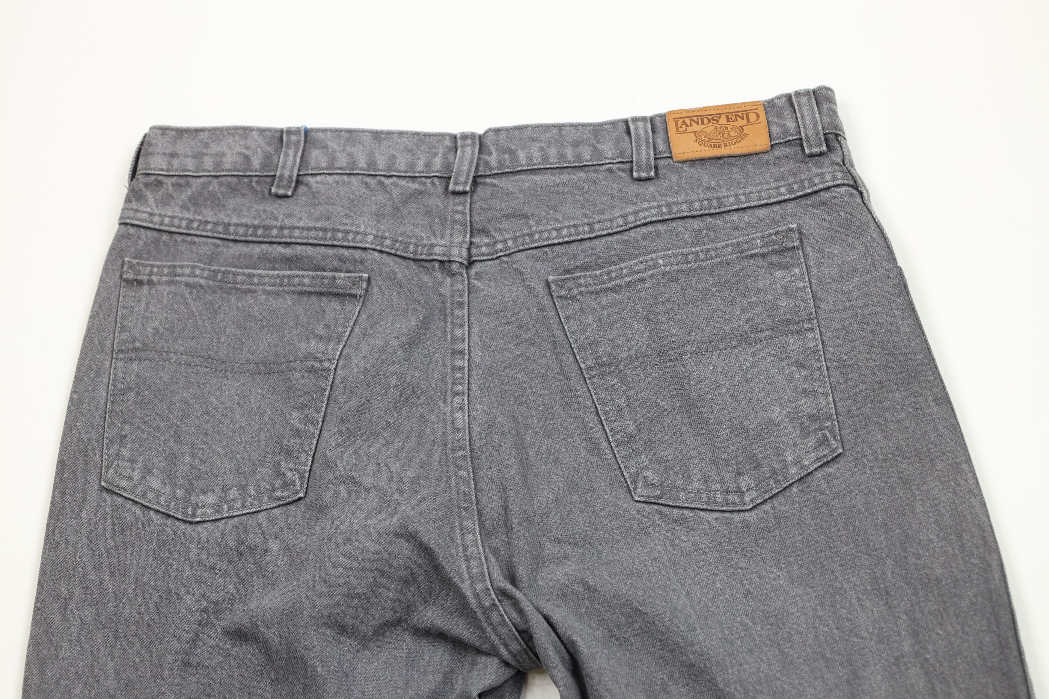 Lands' End × Vintage Vintage 90s Lands End Rigger Denim Jeans Gray Cotton USA Size US 36 / EU 52 - 10 Thumbnail