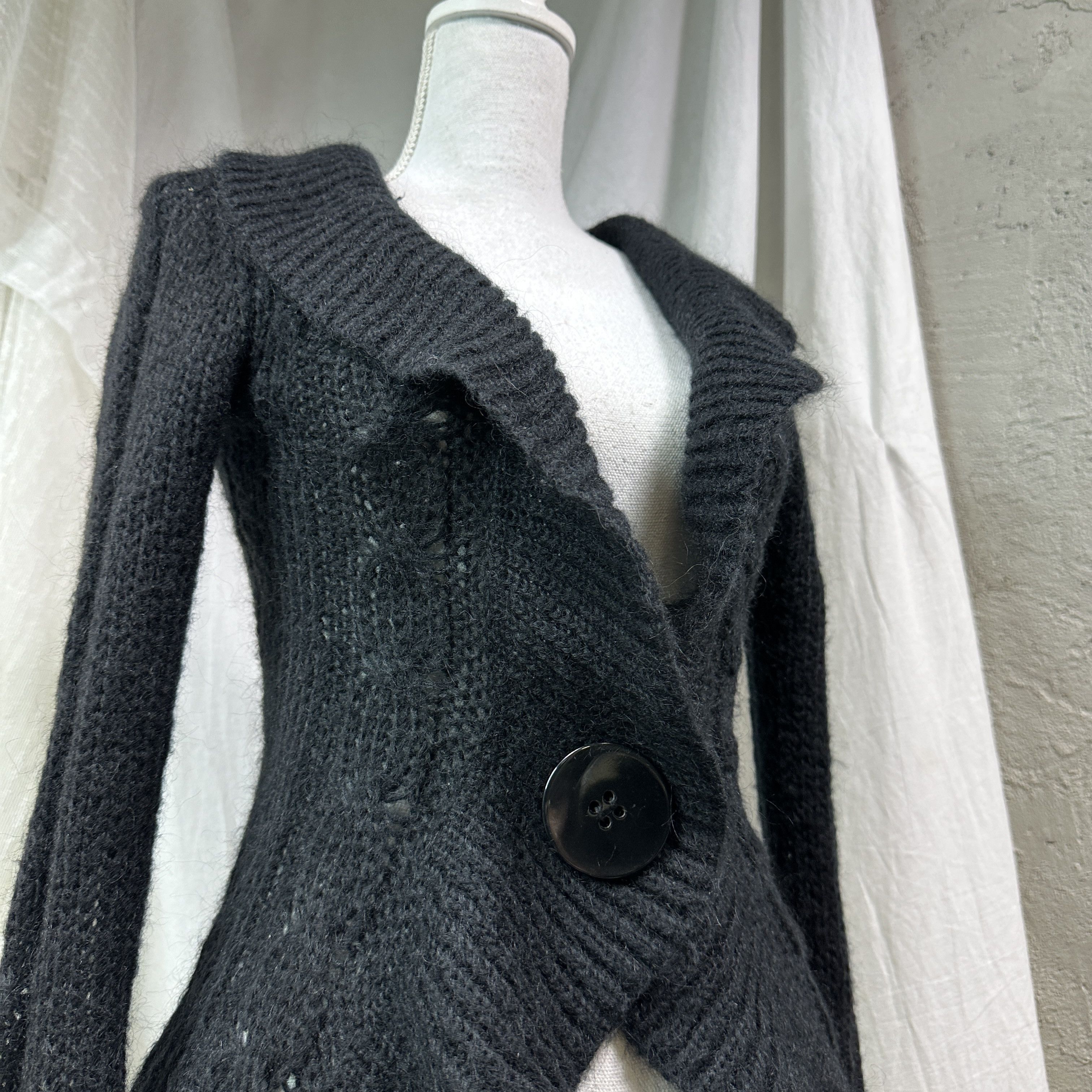 Vintage Vintage Avant Garde Mohair Big Button Cardigan Y2K Size S / US 4 / IT 40 - 4 Thumbnail
