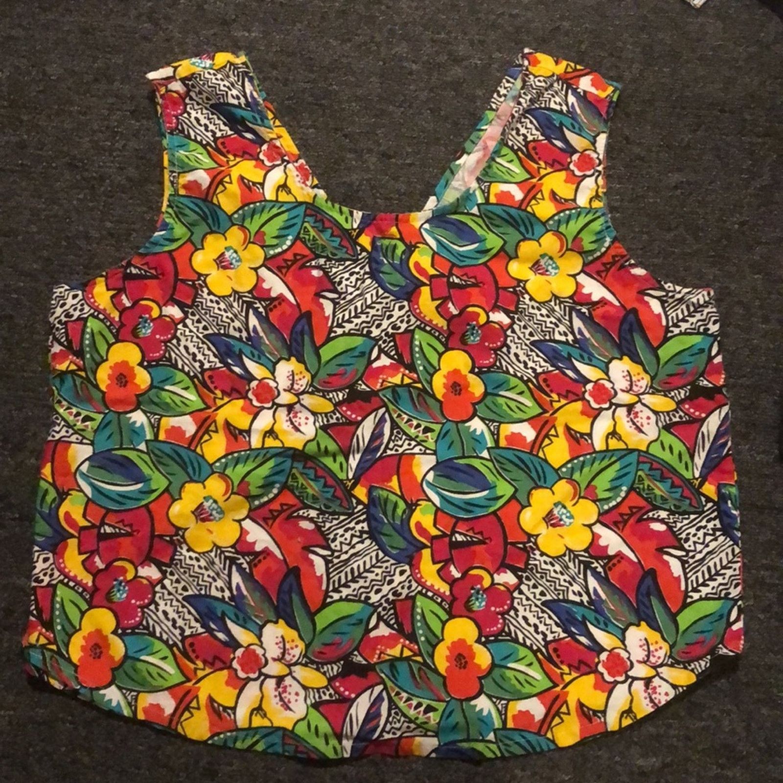 Vintage Vintage Women's Large VICTORIA brand Floral 1980's Tank Top Size L / US 10 / IT 46 - 1 Thumbnail