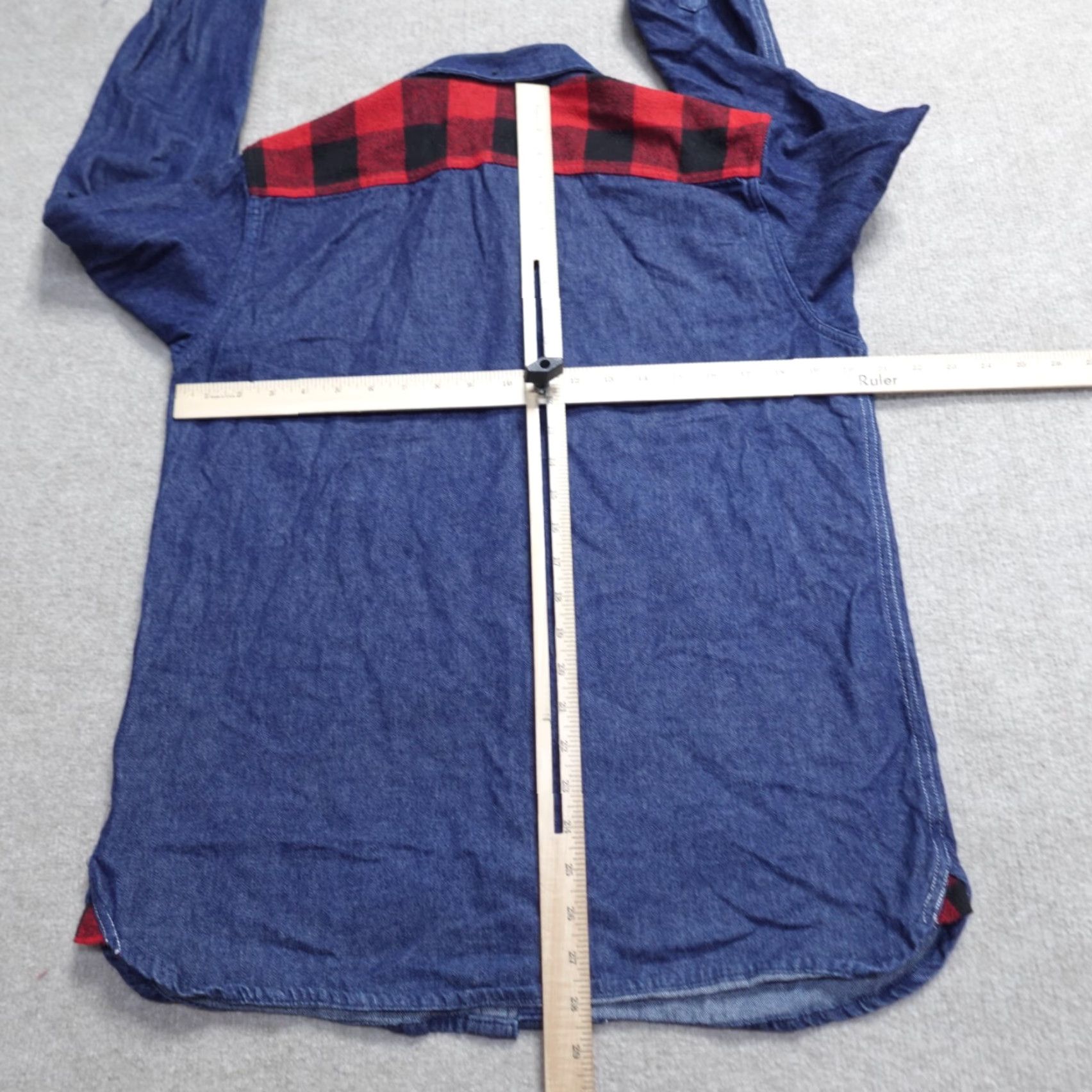 Penfield Penfield Shirt Denim Solid Button Down Buffalo Plaid Trim Blue Medium Regular Men Size US M / EU 48-50 / 2 - 6 Thumbnail
