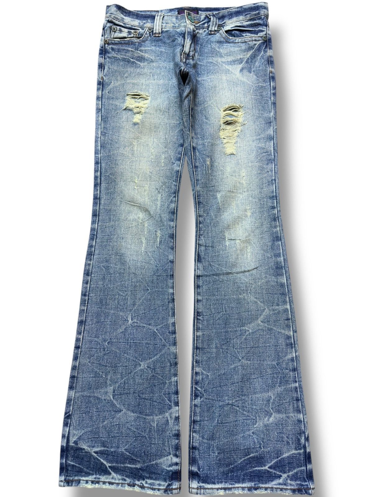 W&LT Vintage W&P Flare Honeycomb Distressed Denim Size US 30 / EU 46 - 1 Thumbnail