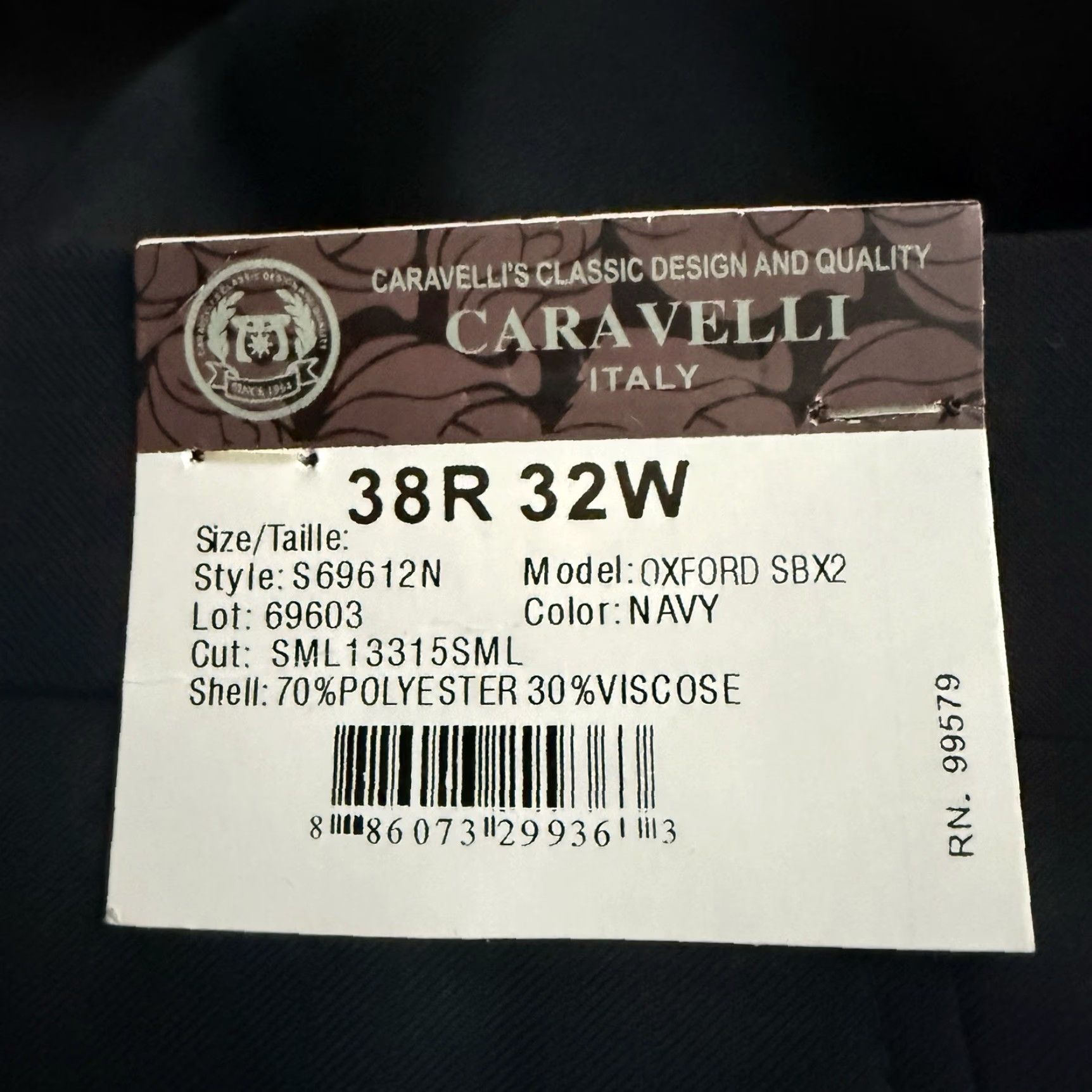 Vintage NWT Caravelli Navy Blue Polyester Blend Dress Pants Mens 38x32 Italy Blue Dress Pants Mens XS? Size US 38 / EU 54 - 4 Thumbnail