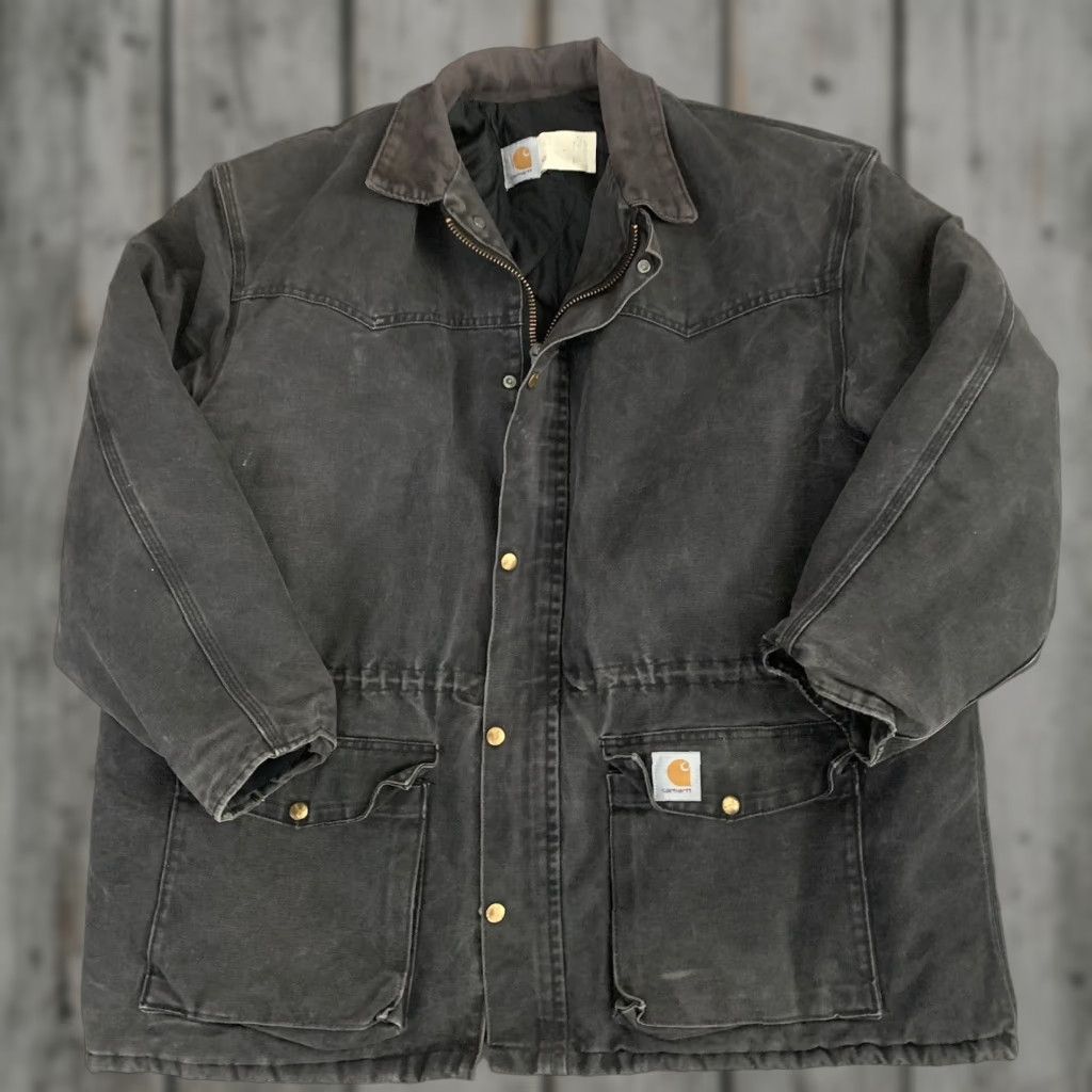 Carhartt VINTAGE Carhartt C05 Barn Jacket Mens 2XL Gray Black Quilted Lined Corduroy Collar USA Size US XXL / EU 58 / 5 - 1 Thumbnail