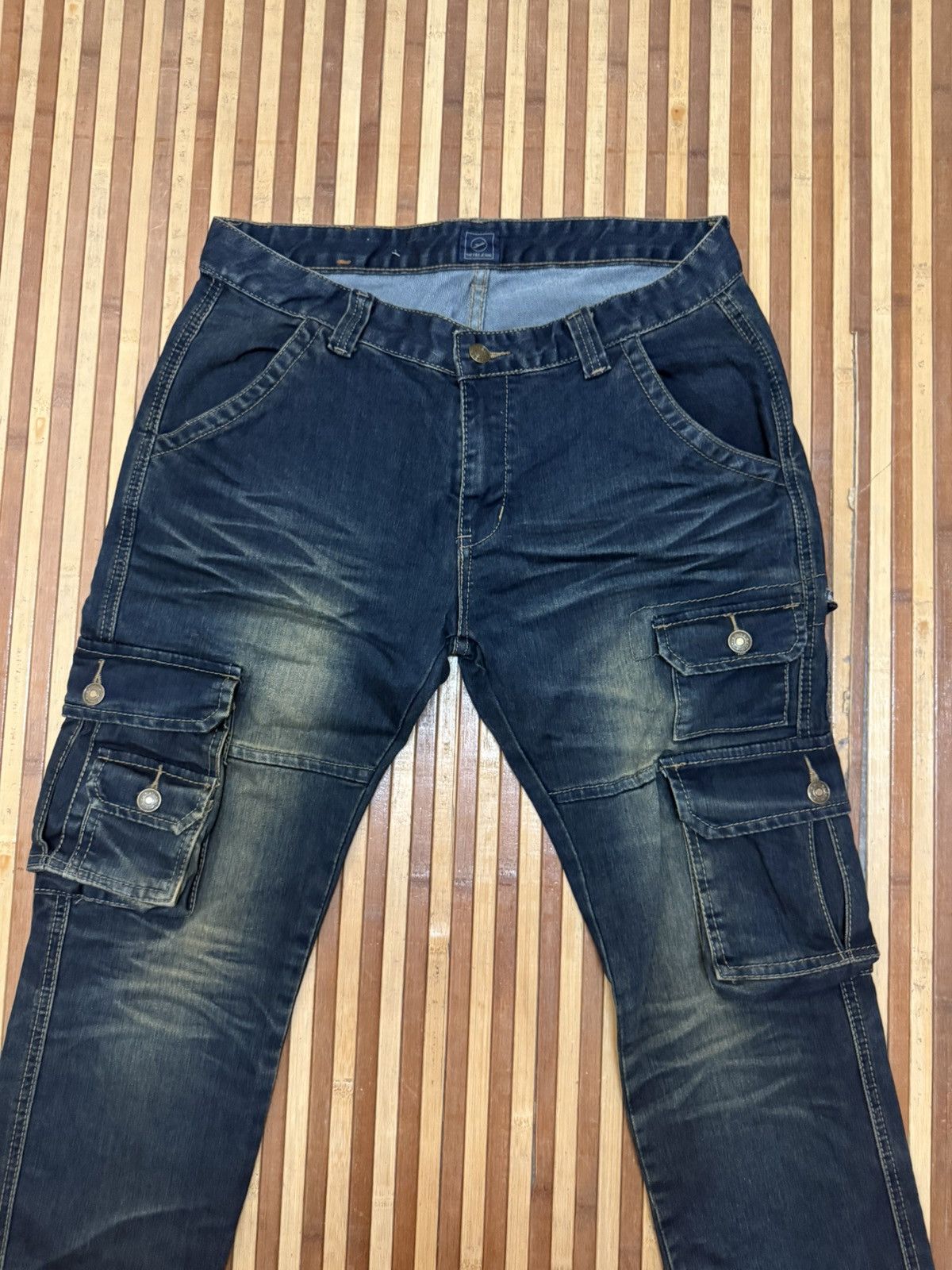 Japanese Brand Vintage The F&S Jeans Denim Cargo Pants 9 Bush Pocket W31X32 Size US 31 - 3 Thumbnail