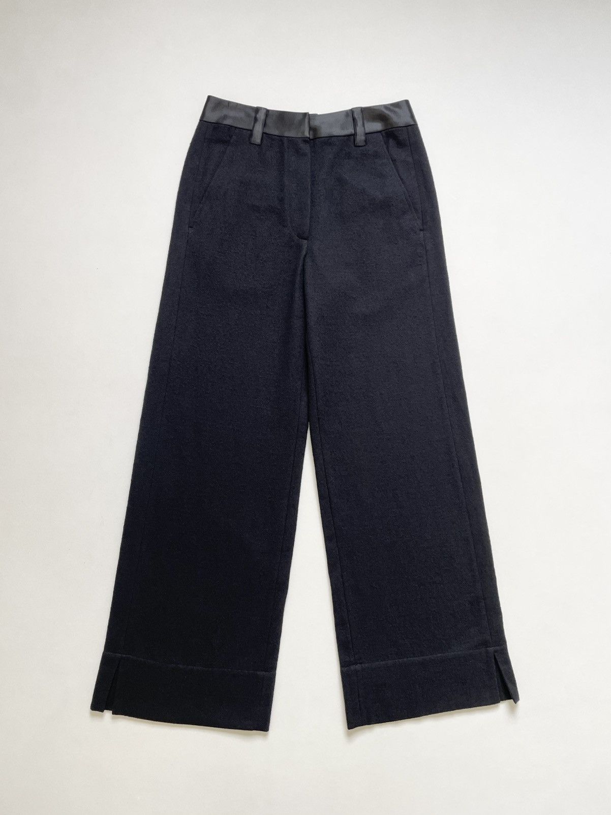 Ann Demeulemeester Brushed Black Wool ‘Wide Leg’ Pants Size US 32 / EU 48 - 2 Thumbnail