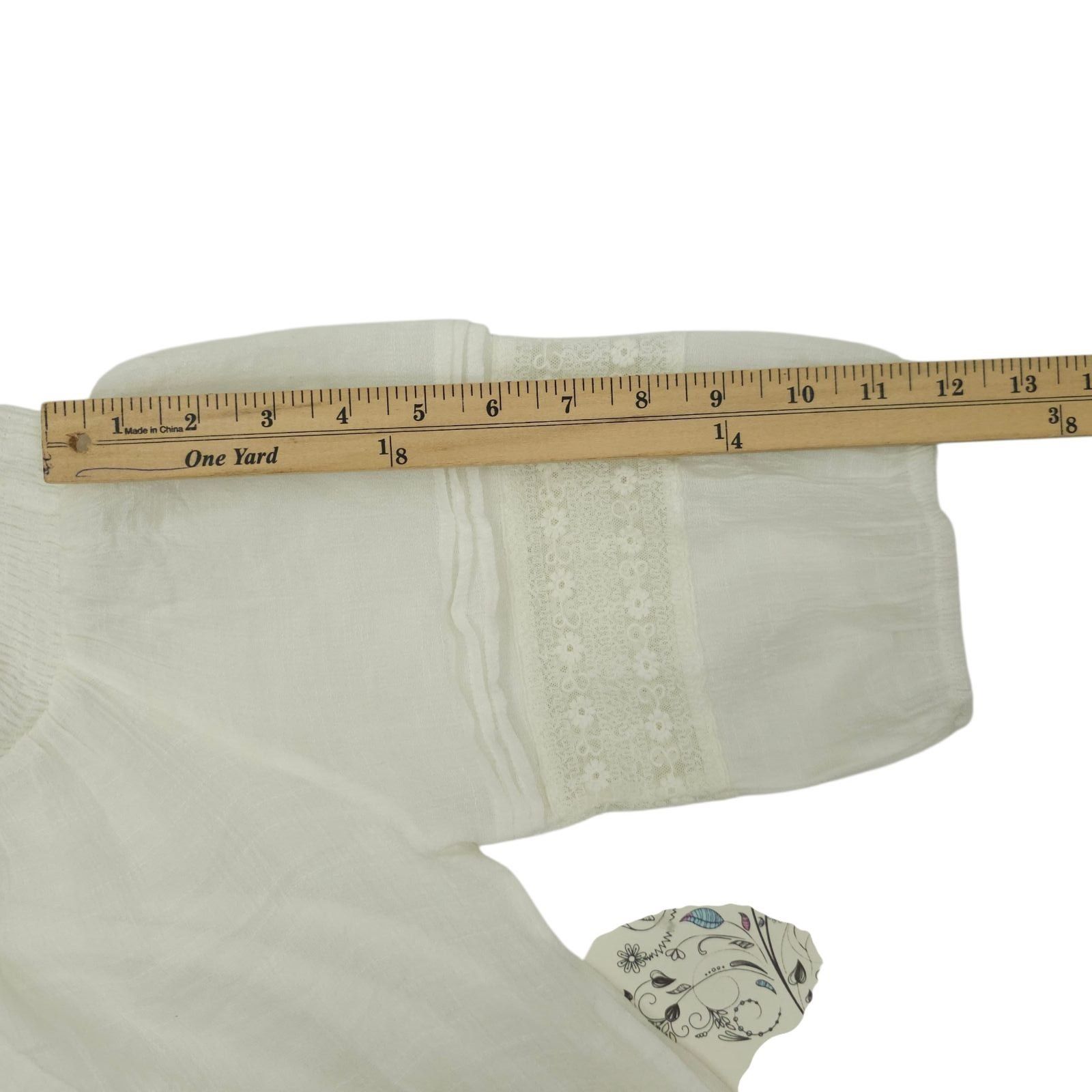 Other Naif Boho Peasant Top M White Gauze Off Shoulder Eyelet Fest Size M / US 6-8 / IT 42-44 - 6 Thumbnail