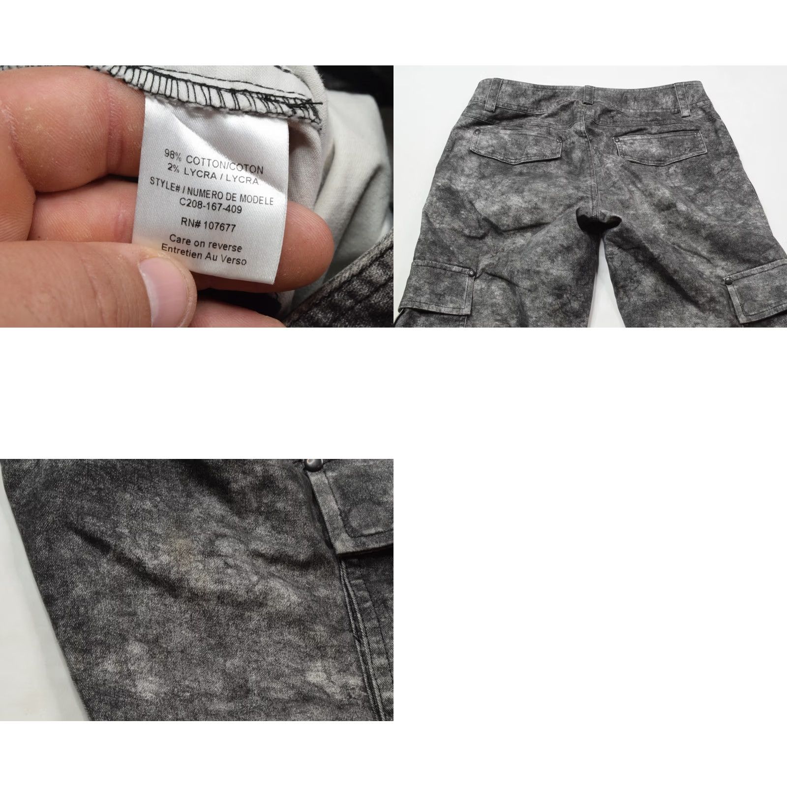 Alice + Olivia Alice+Olivia Cargo Pants Womens 10 Gray Mid-Rise Straight Leg Stretch, Cotton, Casual, Pants, Regular, Gray, 10, Womens Size 32" / US 10 / IT 46 - 8 Thumbnail