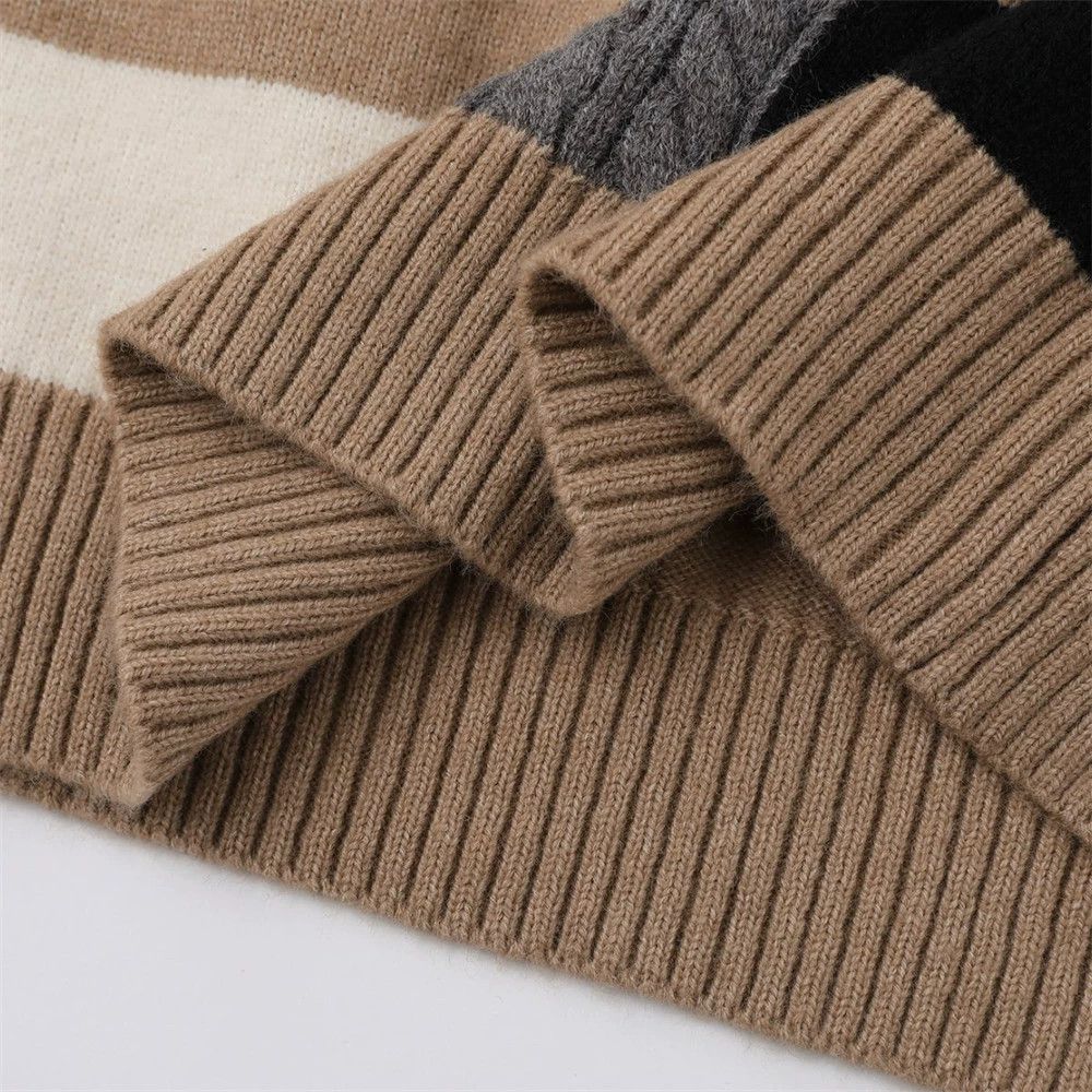 Vintage Men's loose casual stitching striped knitted sweater Size US M / EU 48-50 / 2 - 4 Thumbnail