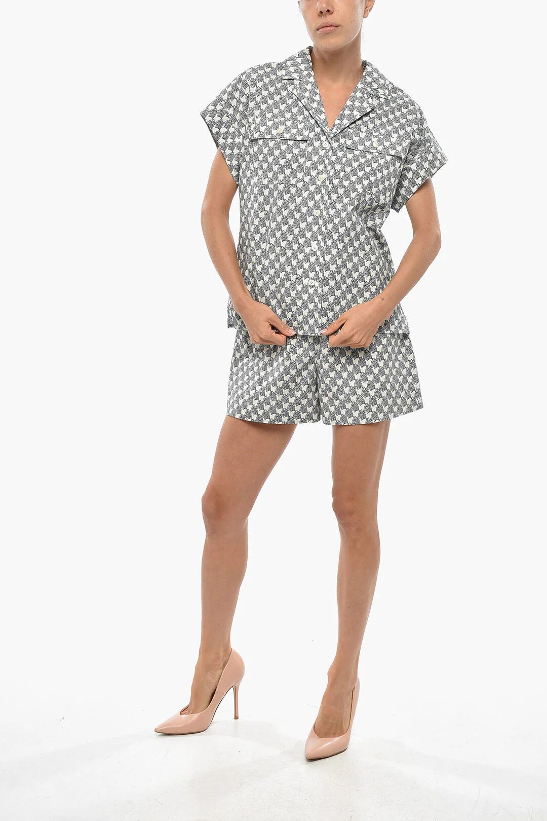 Tory Burch og1mm0426 Cotton Short-Sleeve Shirt in Blue Size S / US 4 / IT 40 - 4 Thumbnail