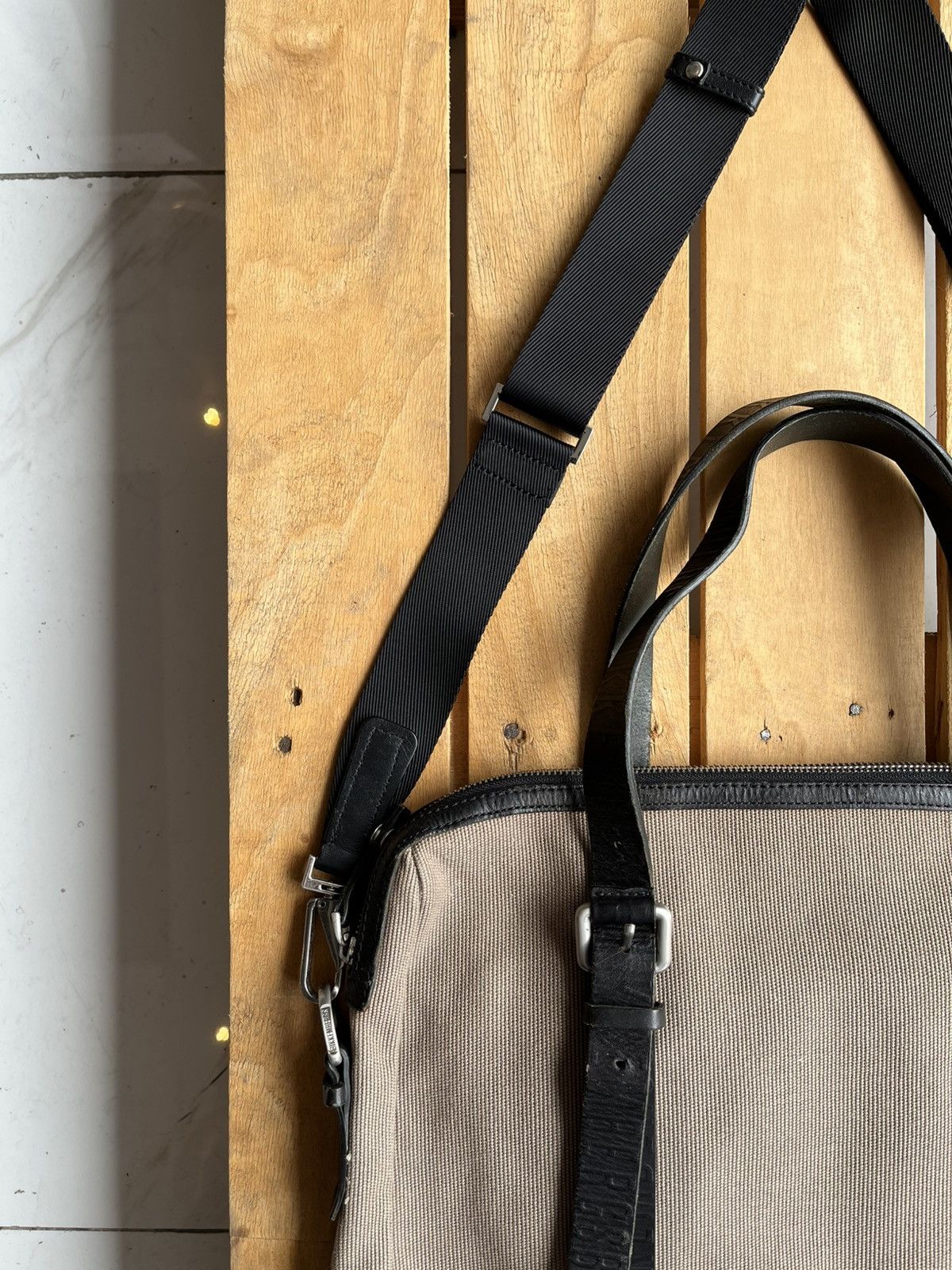 Dirk Bikkembergs Vintage Bikkembergs Leather Strap Canvas 2-way Briefcase Size ONE SIZE - 2 Thumbnail