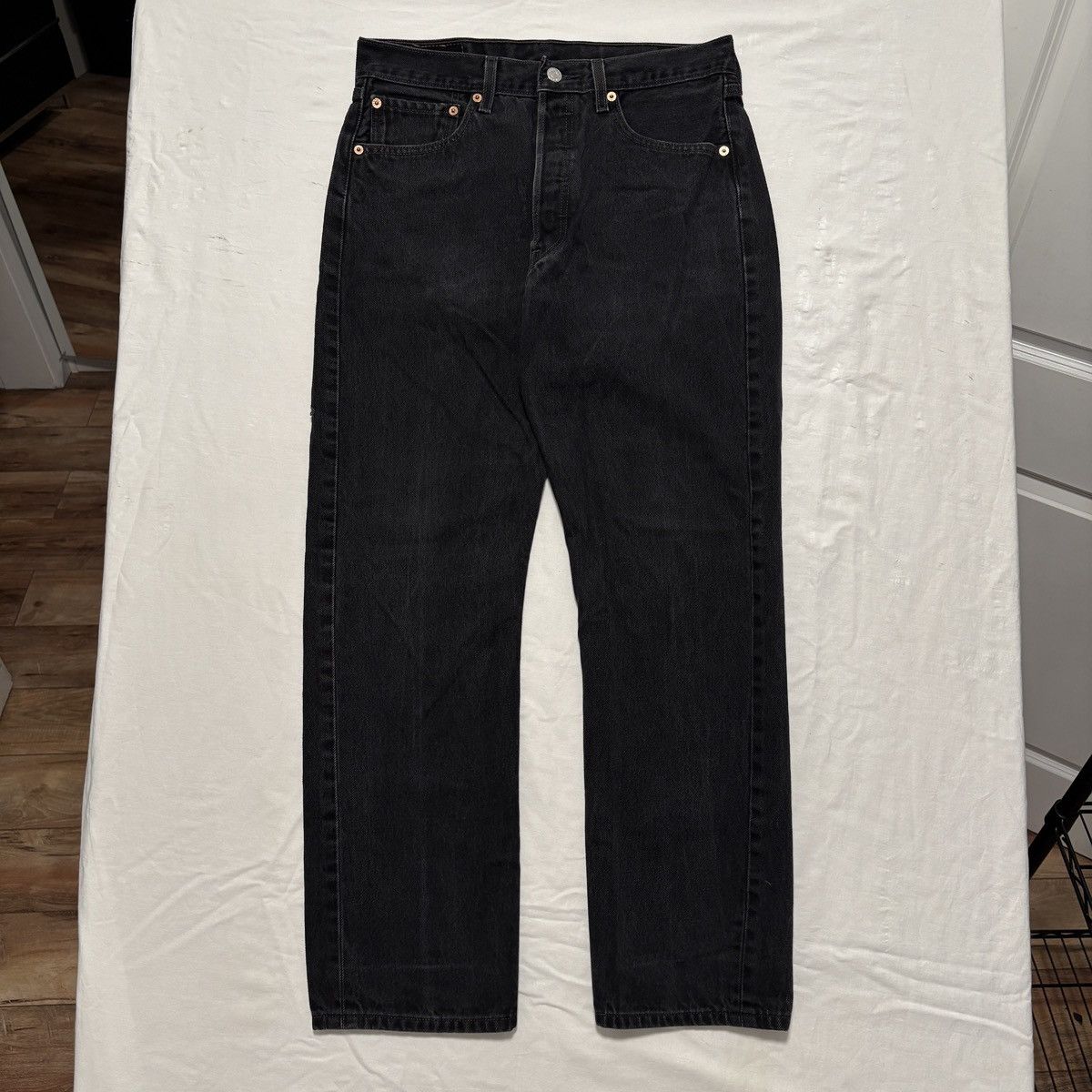 Levi's VTG 90s Levi’s 501 Straight Leg Button Fly Black Jeans 30x30 Size US 30 / EU 46 - 1 Thumbnail