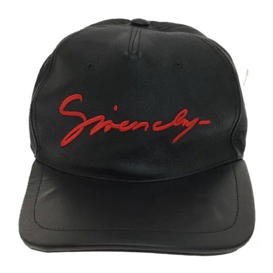 image of Authentic Givenchy Riccardo Tisci Calf Leather Logo Cap in Black, Men's