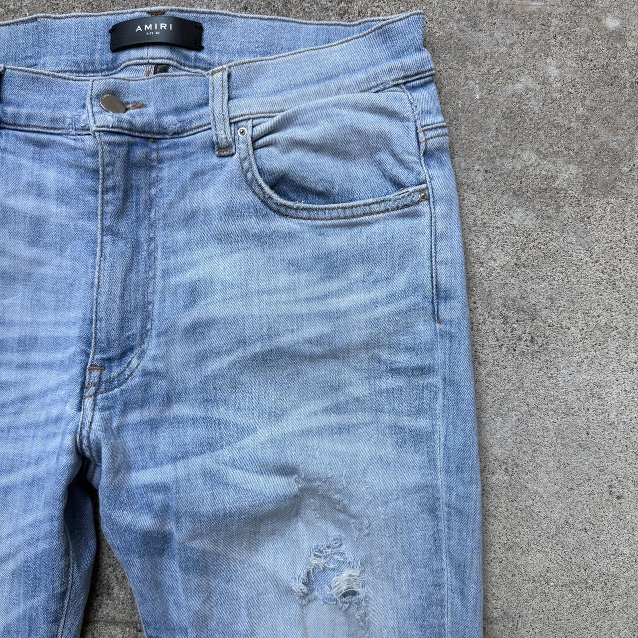 Amiri amiri destroyed thrashed light blue wash skinny jeans Size US 32 / EU 48 - 3 Thumbnail