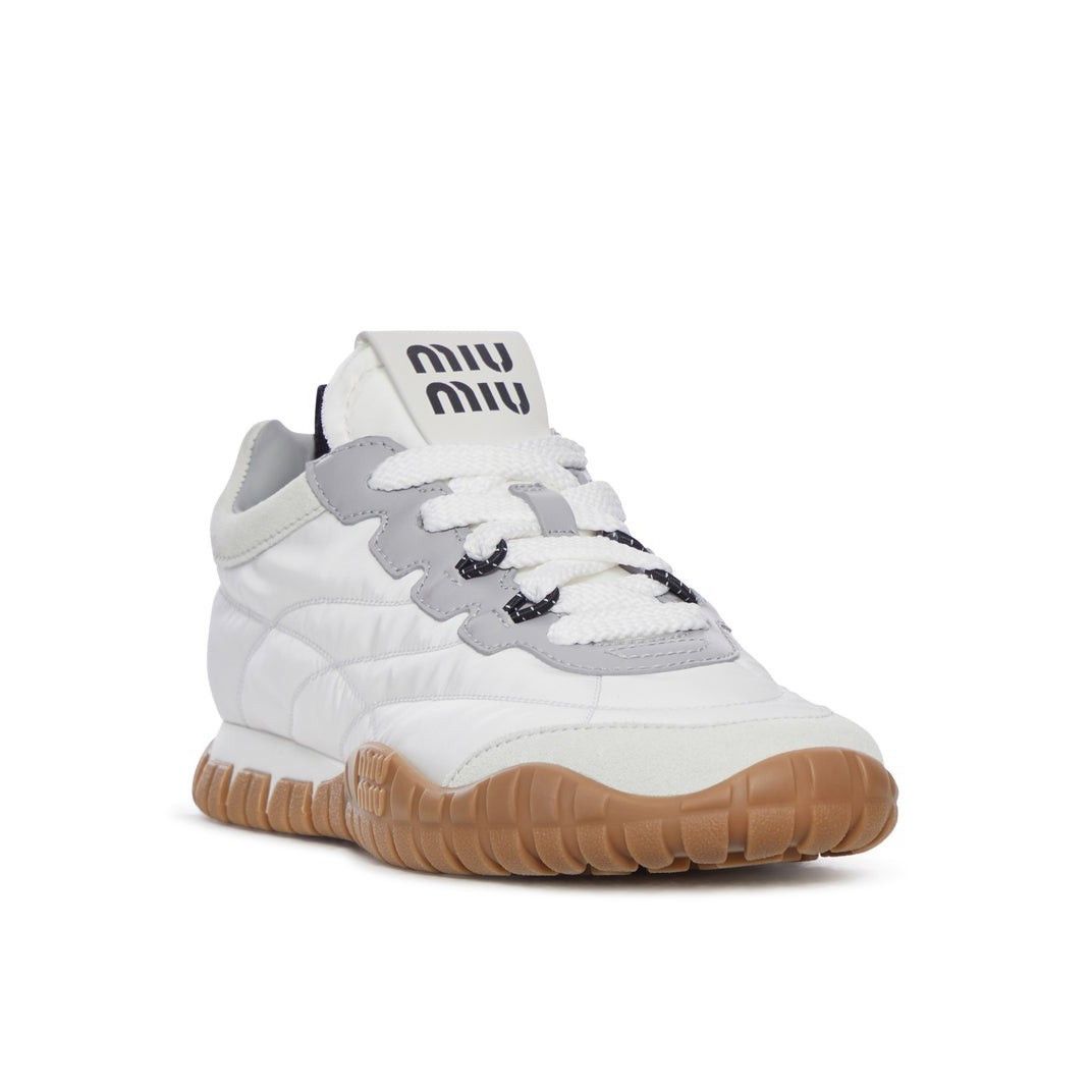 MIU MIU Tyre $1120 White/Granite Sneakers New & Authentic (W