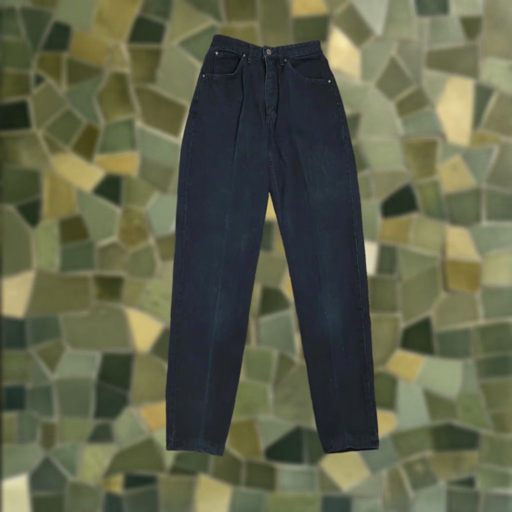 VINTAGE Edwin Jeans Black Denim High Rise Straight Leg Mom 24 Waist Inseam 33 Womens 90s
