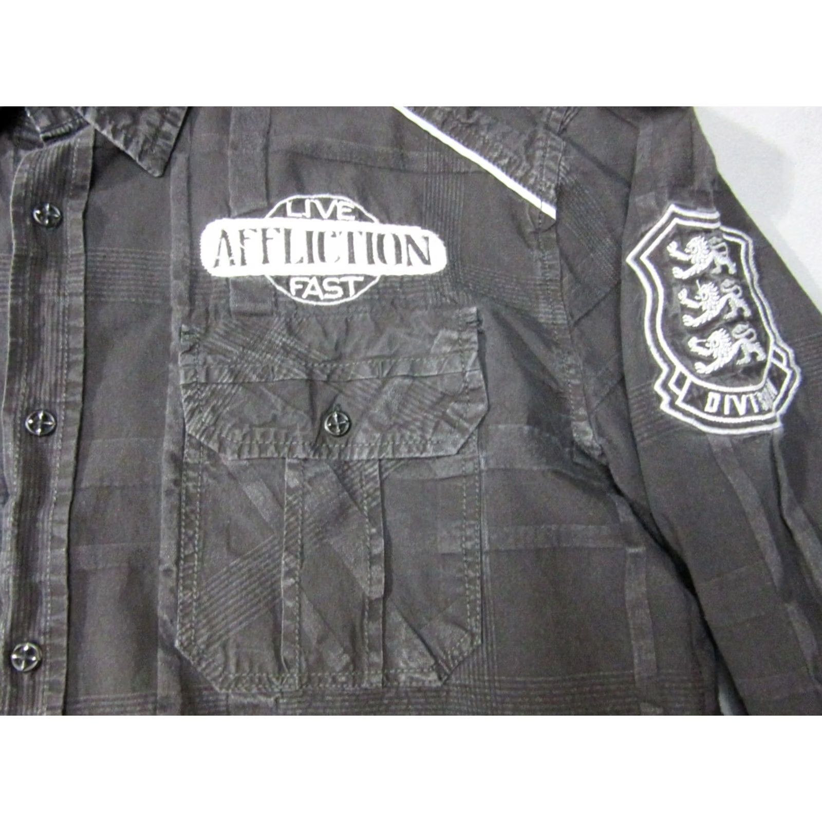 Affliction Affliction Shirt Mens 2XL Black Y2K Embroidered Heavy Long Sleeve Buckle Size US XXL / EU 58 / 5 - 5 Thumbnail