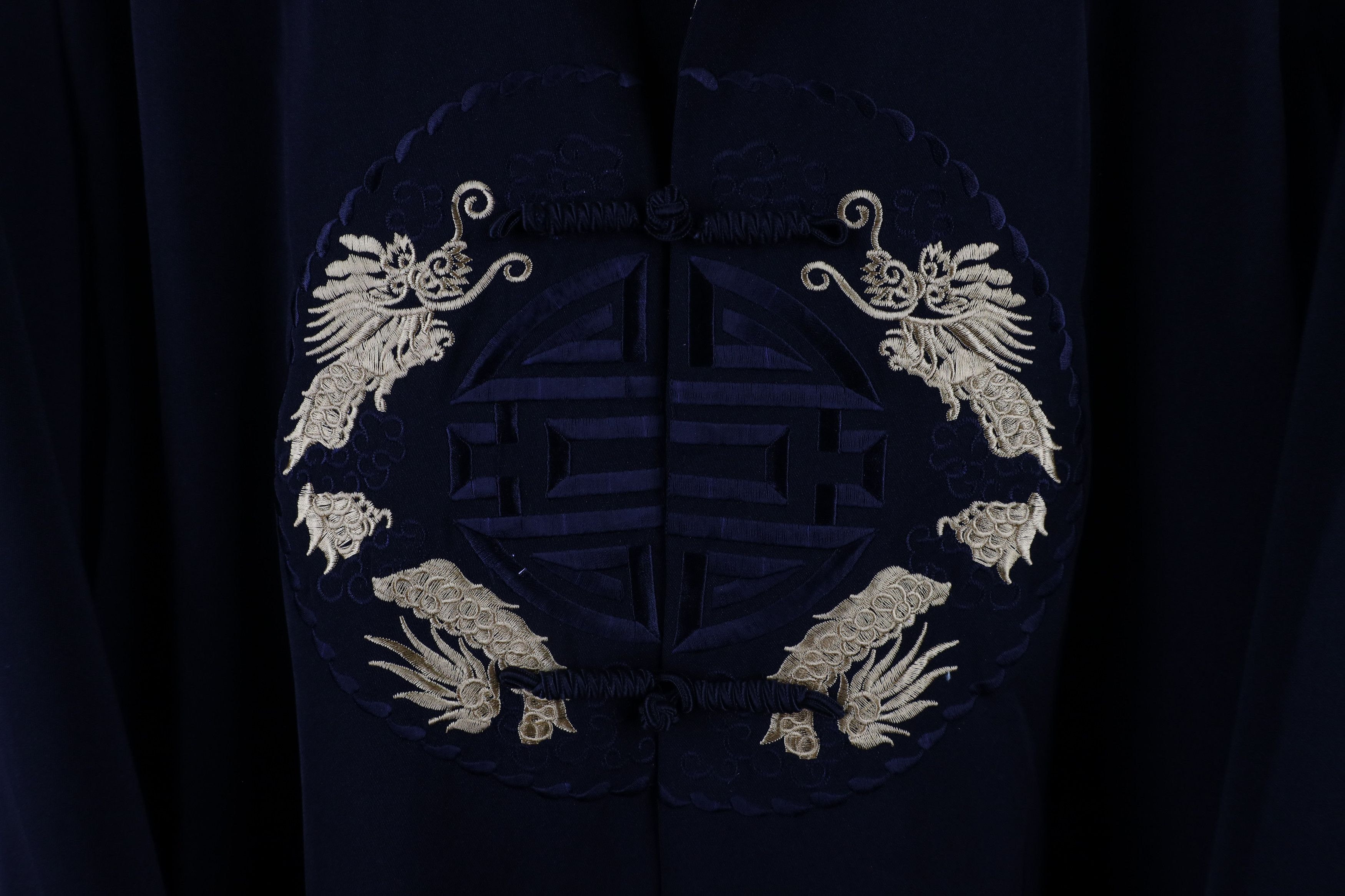 Vintage Vintage 90s Dragon Tie Button Kimono Jacket Black Gold Size US XXL / EU 58 / 5 - 4 Thumbnail