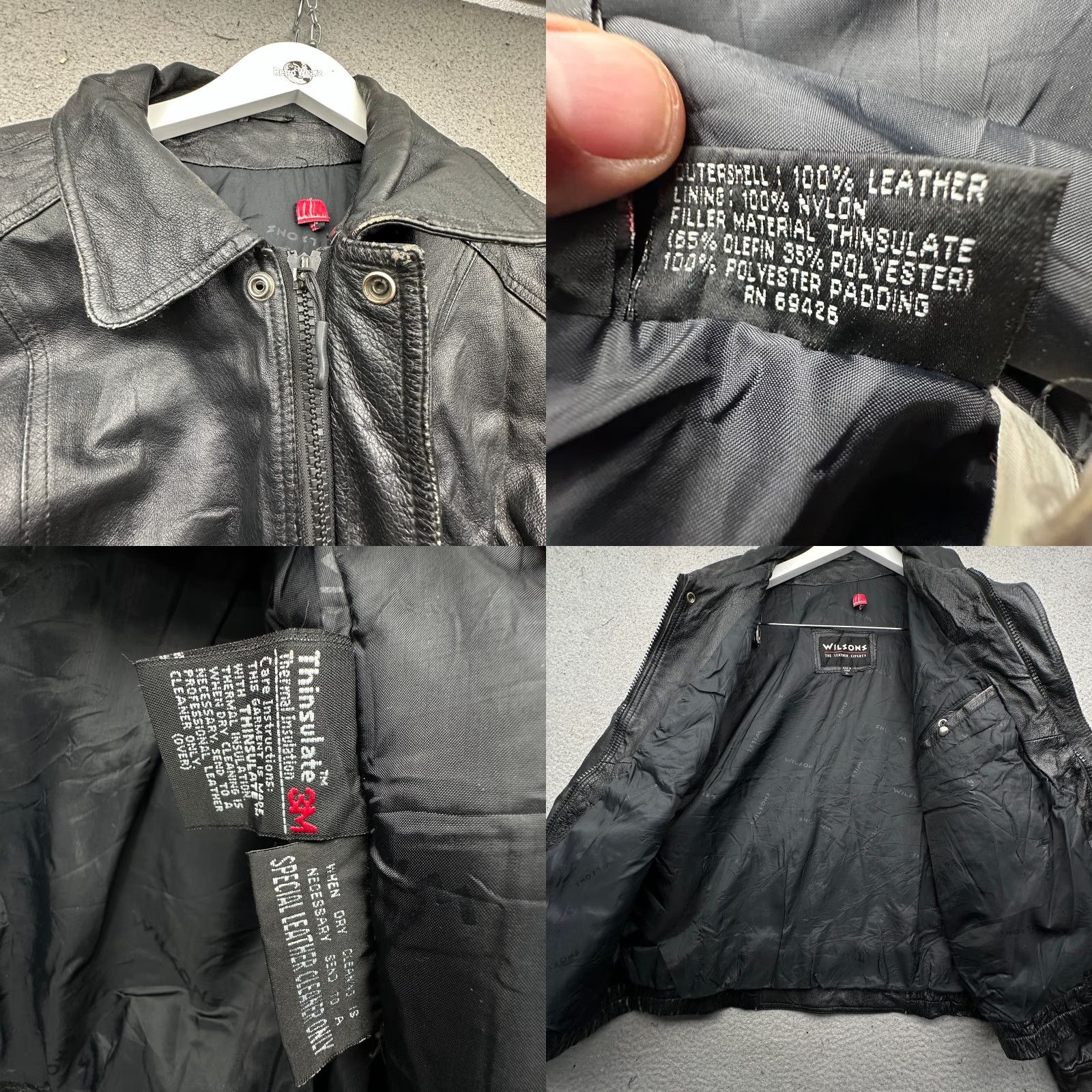 Vintage VINTAGE Wilsons Leather Bomber Jacket Mens XL Black Full Zip Lined Size US XL / EU 56 / 4 - 8 Thumbnail