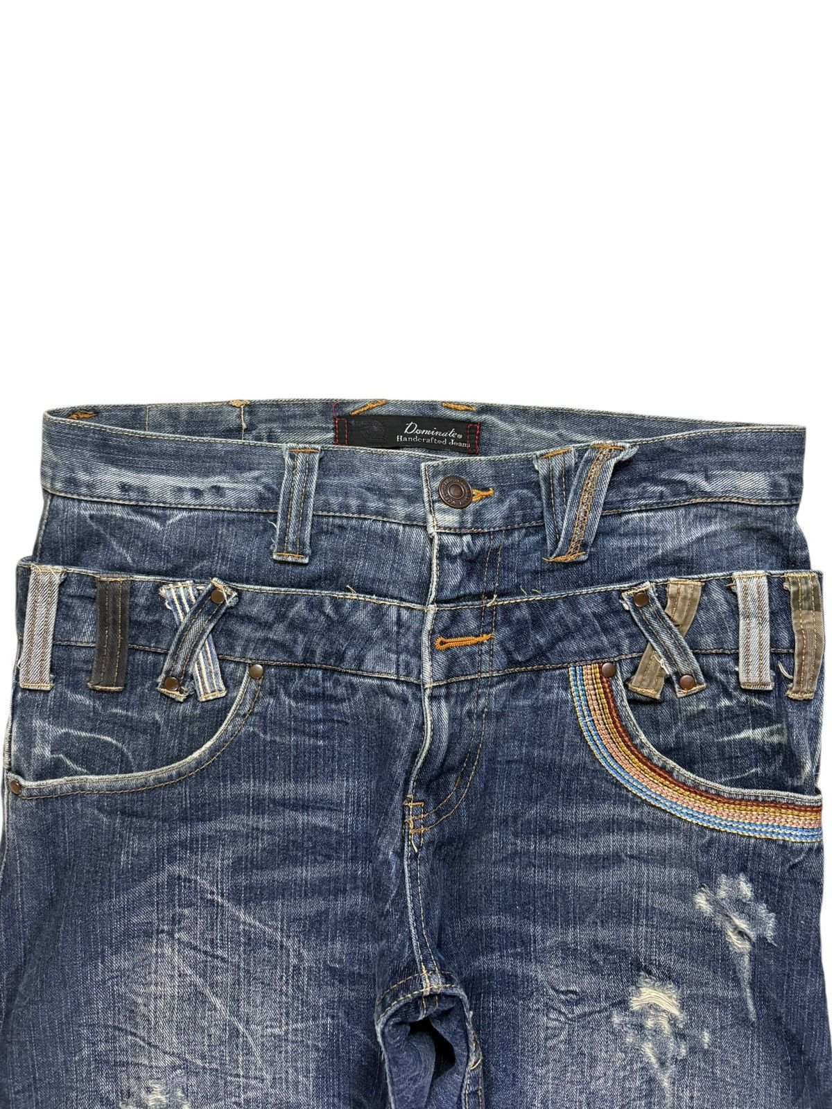 Japanese Brand Vintage Japanese Brand Double Waist Distressed Loose Jeans Size US 31 - 4 Thumbnail