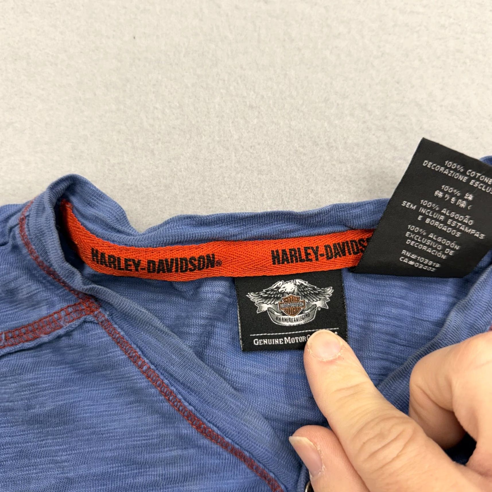 Harley Davidson Harley-Davidson Shirt Mens Large Blue Henley Motorcycle Graphic Biker Tee Size US L / EU 52-54 / 3 - 7 Thumbnail