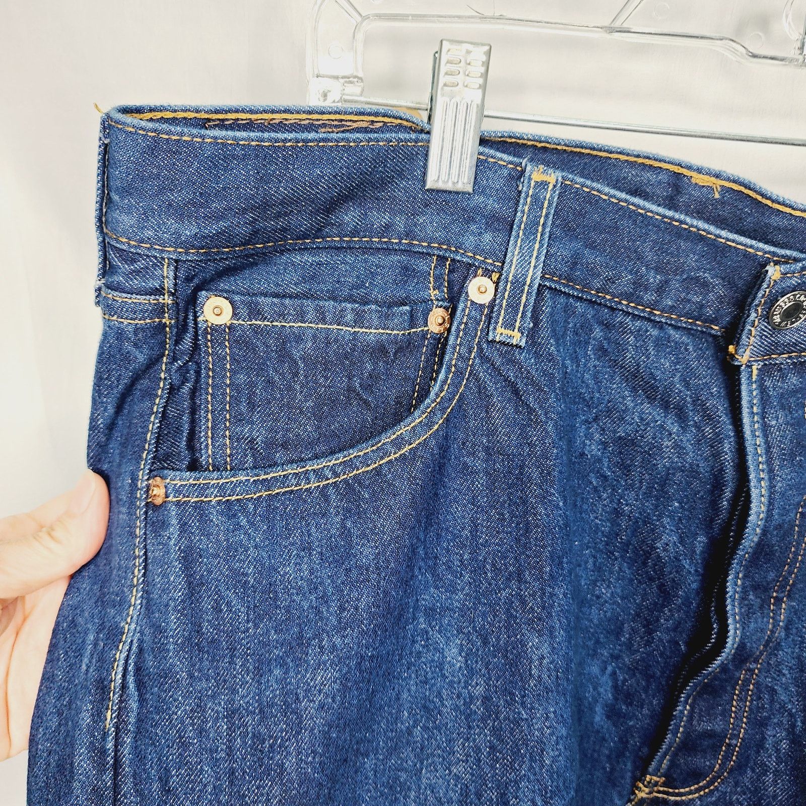 Levi's Levi's Dark Blue Button Fly 501 Straight Fit Denim Jeans Size US 38 / EU 54 - 8 Thumbnail