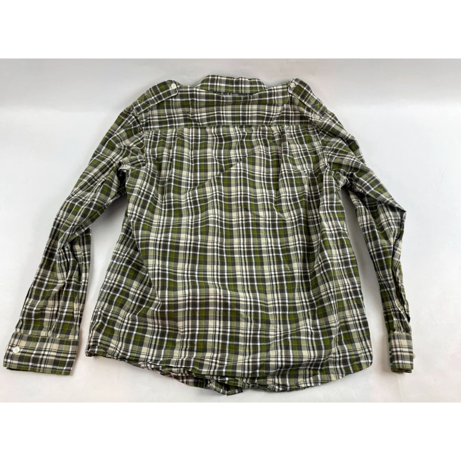 Tasso Elba Tasso Elba Shirt Men's Size M Green Cream Plaid Button Up Long Sleeve Pockets Size US M / EU 48-50 / 2 - 2 Thumbnail