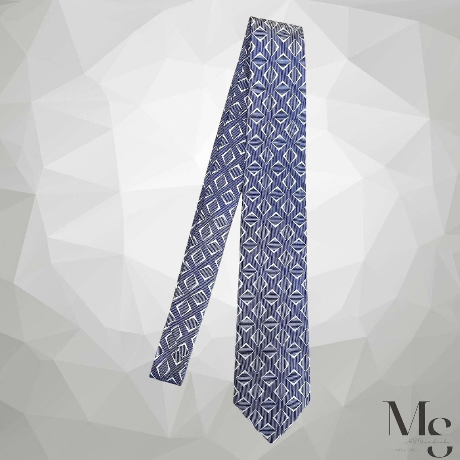 Armani ARMANI COLLEZIONI Blue Geometric Luxury Silk Tie Made In It Size ONE SIZE - 6 Thumbnail