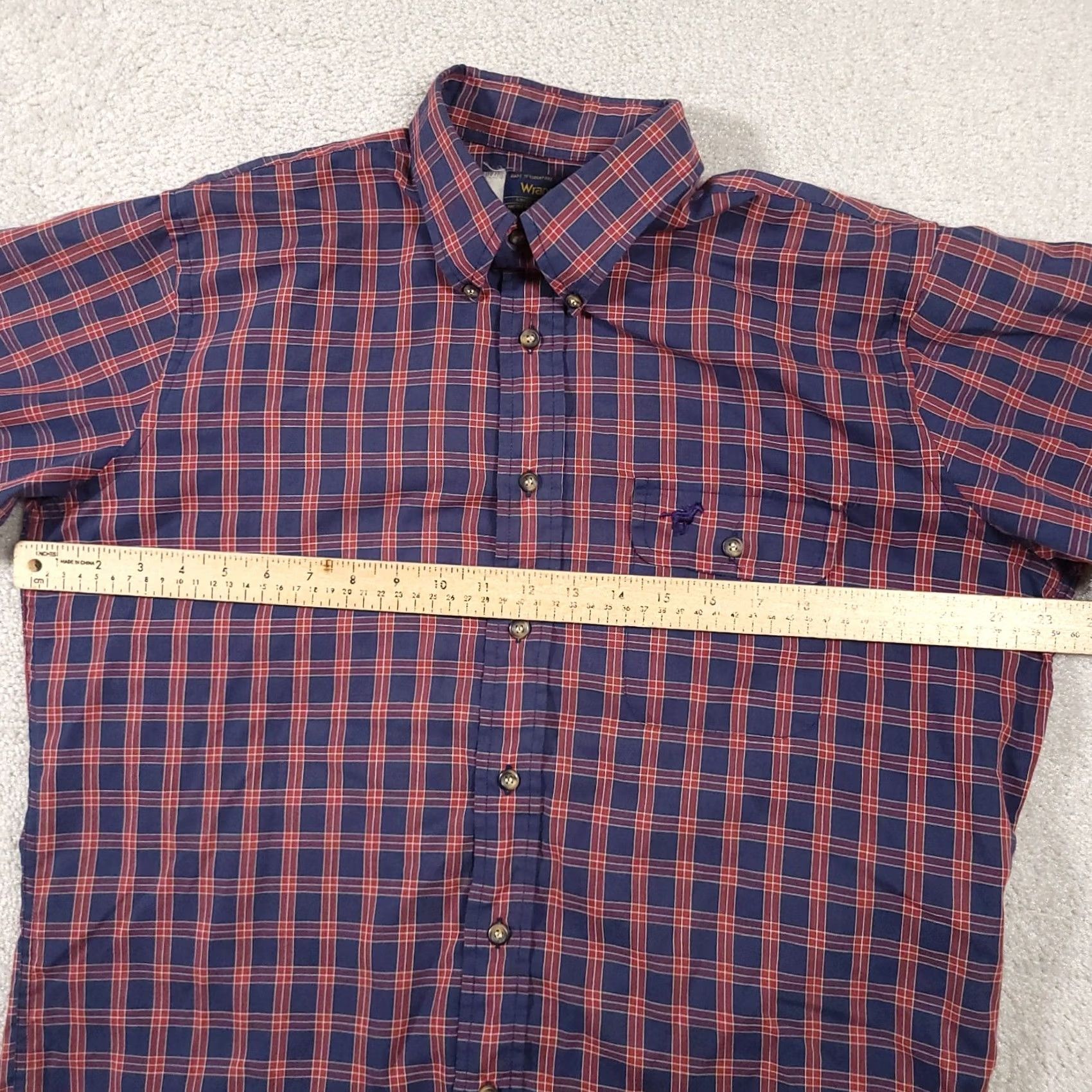 Wrangler Vintage Wrangler Short Sleeve Button Up Shirt Mens Large Single Needle Tailoring Size US L / EU 52-54 / 3 - 7 Thumbnail