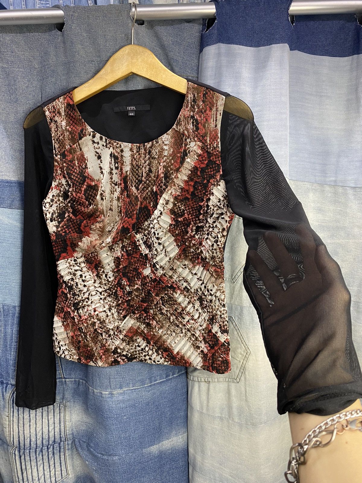 Japanese Brand × Jean Paul Gaultier jean paul gaultier style meshtop snake skin YETTS Size S / US 4 / IT 40 - 2 Thumbnail